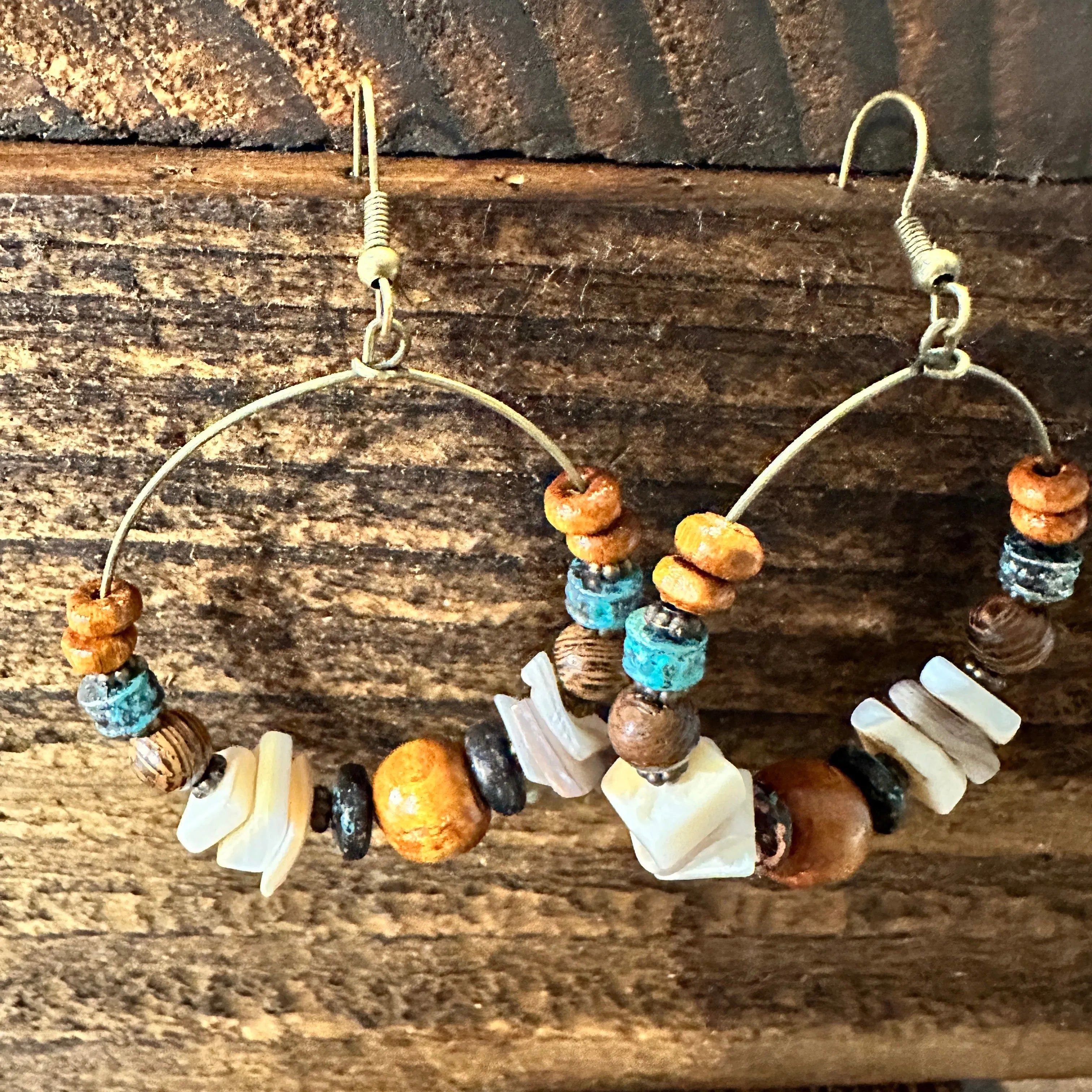 Other Handmade Western Hippie Copper Wire Natural Wooden Beads Dro Size ONE SIZE - 2 Thumbnail