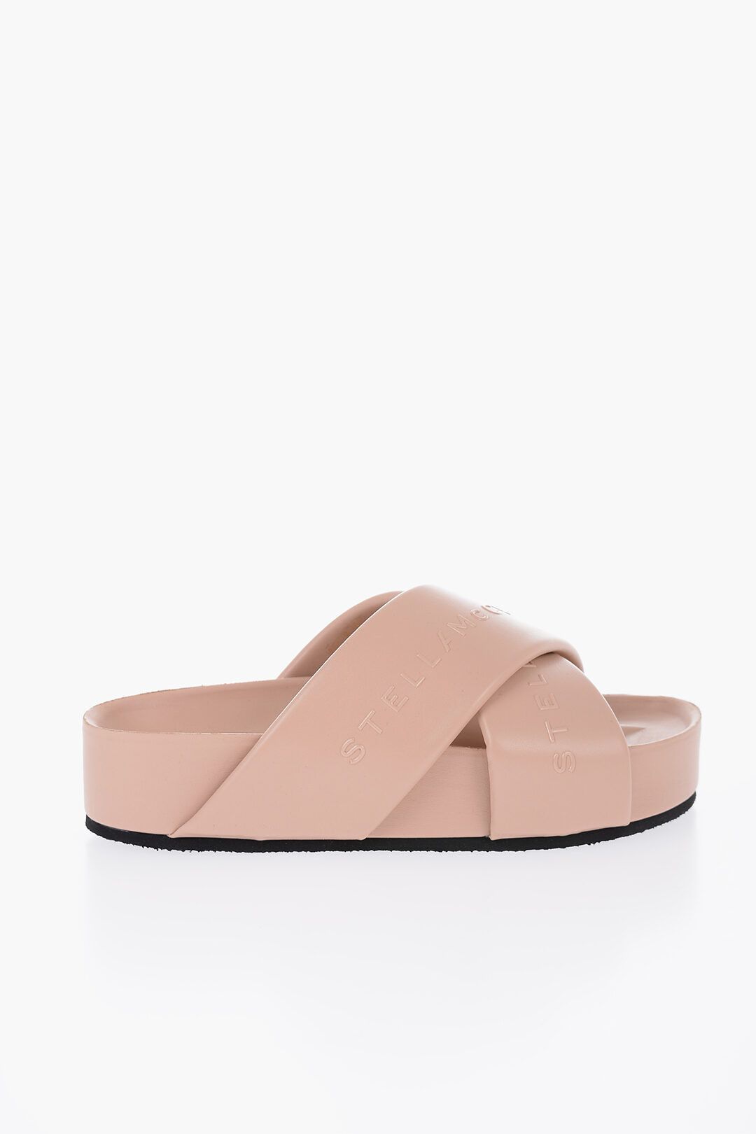 Stella McCartney og1mm0824 Leather Logoed Criss-Cross Slides in Pink Size US 6 / IT 36 - 1 Thumbnail