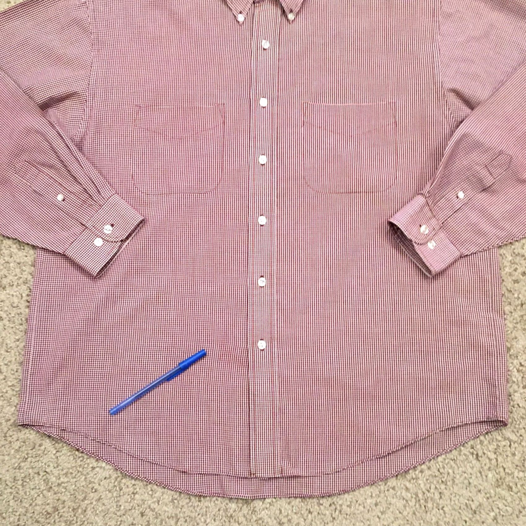 Van Heusen Van Heusen Shirt Mens Large Red Check Long Sleeve Button-Down Size US L / EU 52-54 / 3 - 4 Thumbnail
