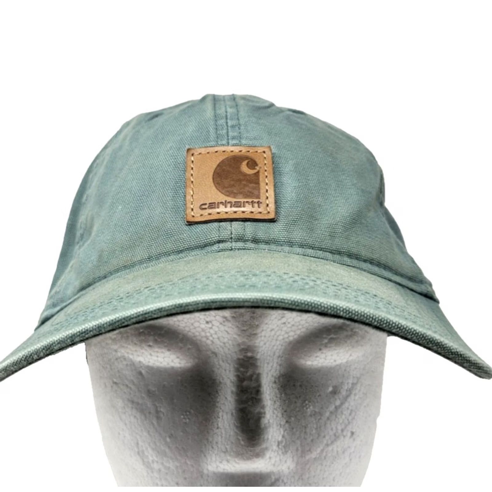 Carhartt Carhartt Hat Cap Strap Back Mens Green Canvas Leather Patch Dad Hat Workwear Adjustable Size ONE SIZE - 2 Thumbnail