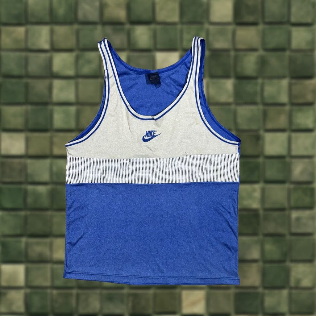 Nike Nike 1980s Athletic Running Tank Top Jersey Unisex Adults L Blue/Beige/gray USA UK Made Nike 1980 Model Size US L / EU 52-54 / 3 - 1 Thumbnail