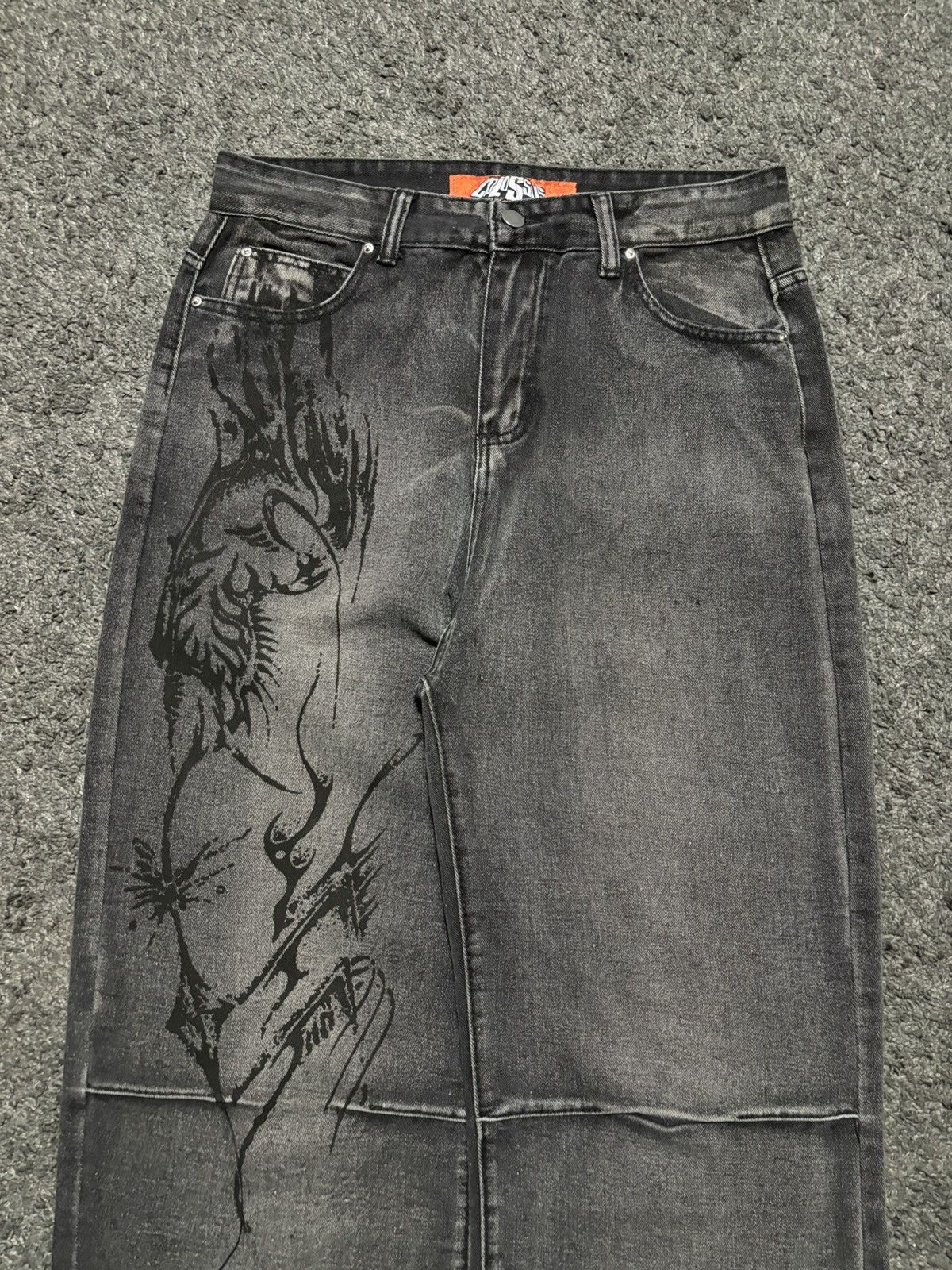 Vintage Vintage wide leg rare gray black fossile baggy jeans denim Size US 33 - 4 Thumbnail