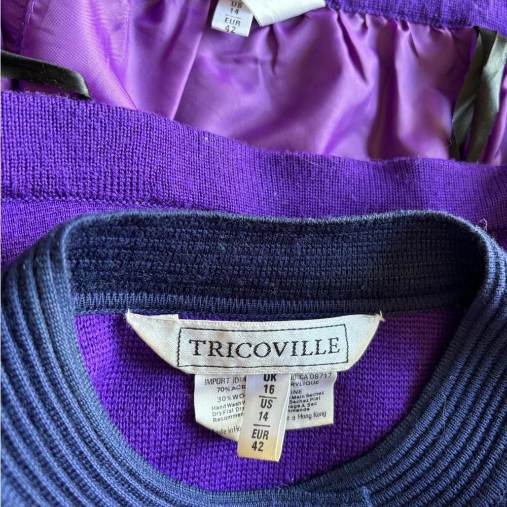 Designer Vintage Tricoville Two-Piece Skirt Set Size 36" / US 14 / IT 50 - 4 Thumbnail