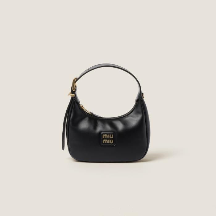 Miu Miu o1B3y1r0526 Size: OS / Leather Hobo Bag in Black Size ONE SIZE - 1 Thumbnail