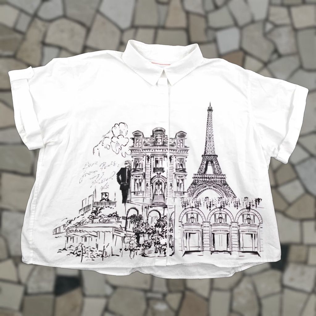Karl Lagerfeld VINTAGE Karl Lagerfeld Paris Shirt Womens 2X Limited Edition Paris Eiffel Tower Top Size XXL / US 16-18 / IT 52-54 - 1 Thumbnail