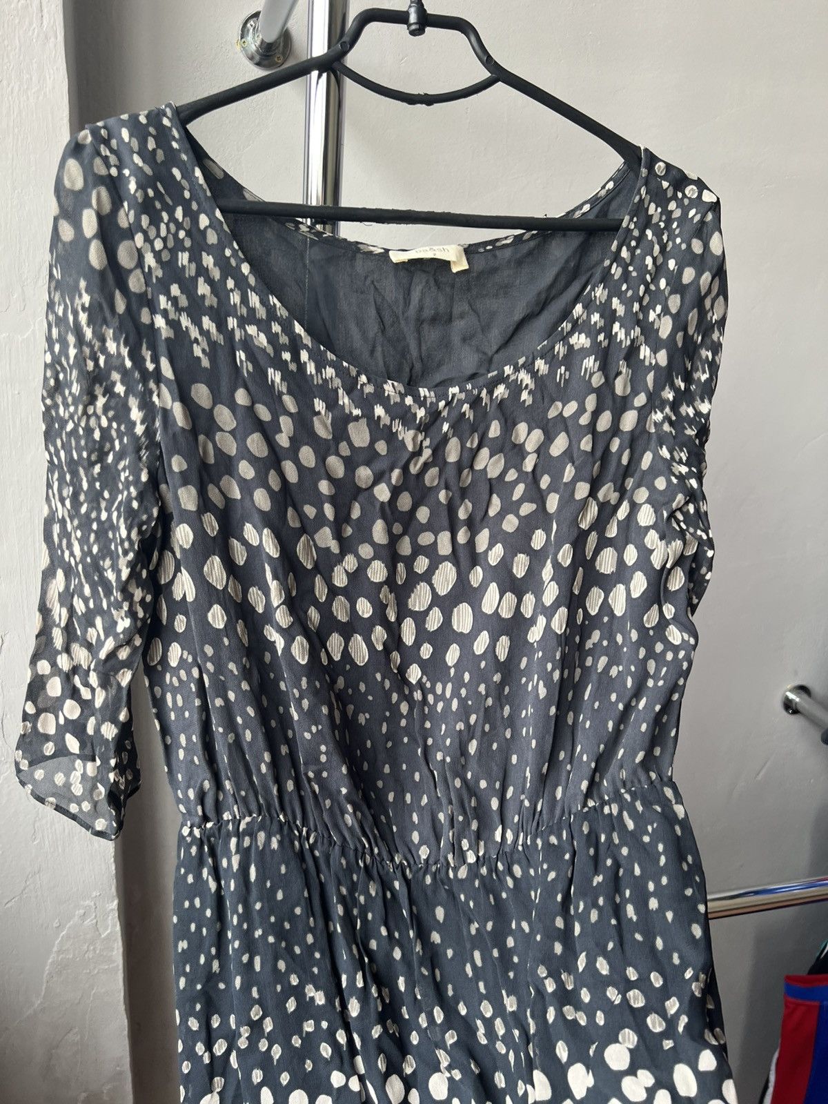 ba&sh BA&SH IANIS FLOATY POLKA DOT MINI DRESS BLACK WHITE VISCOSE Size S / US 4 / IT 40 - 4 Thumbnail