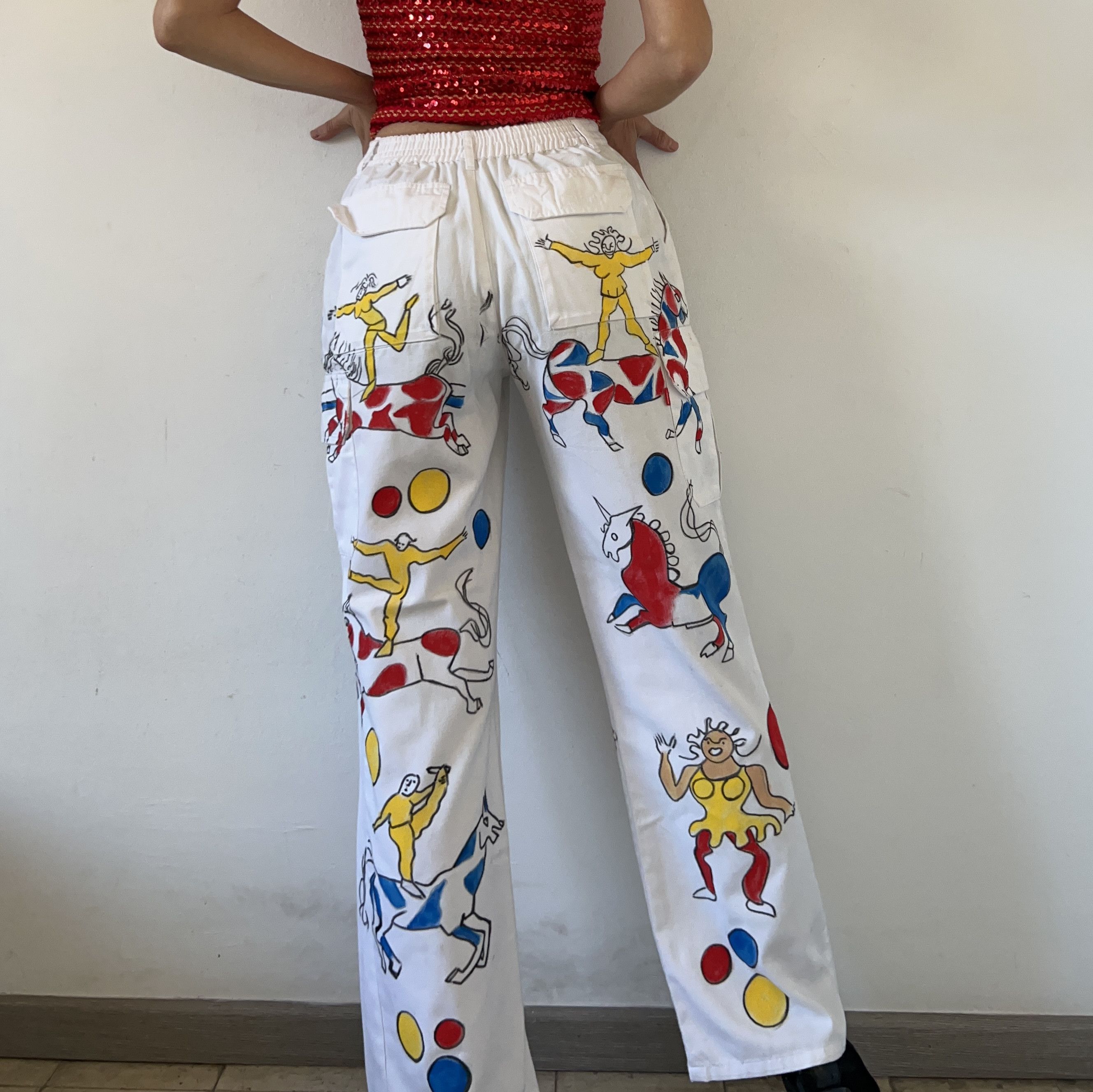 Other Custom Calder drawings circus horse cargo work pants Size 30" / US 8 / IT 44 - 3 Thumbnail