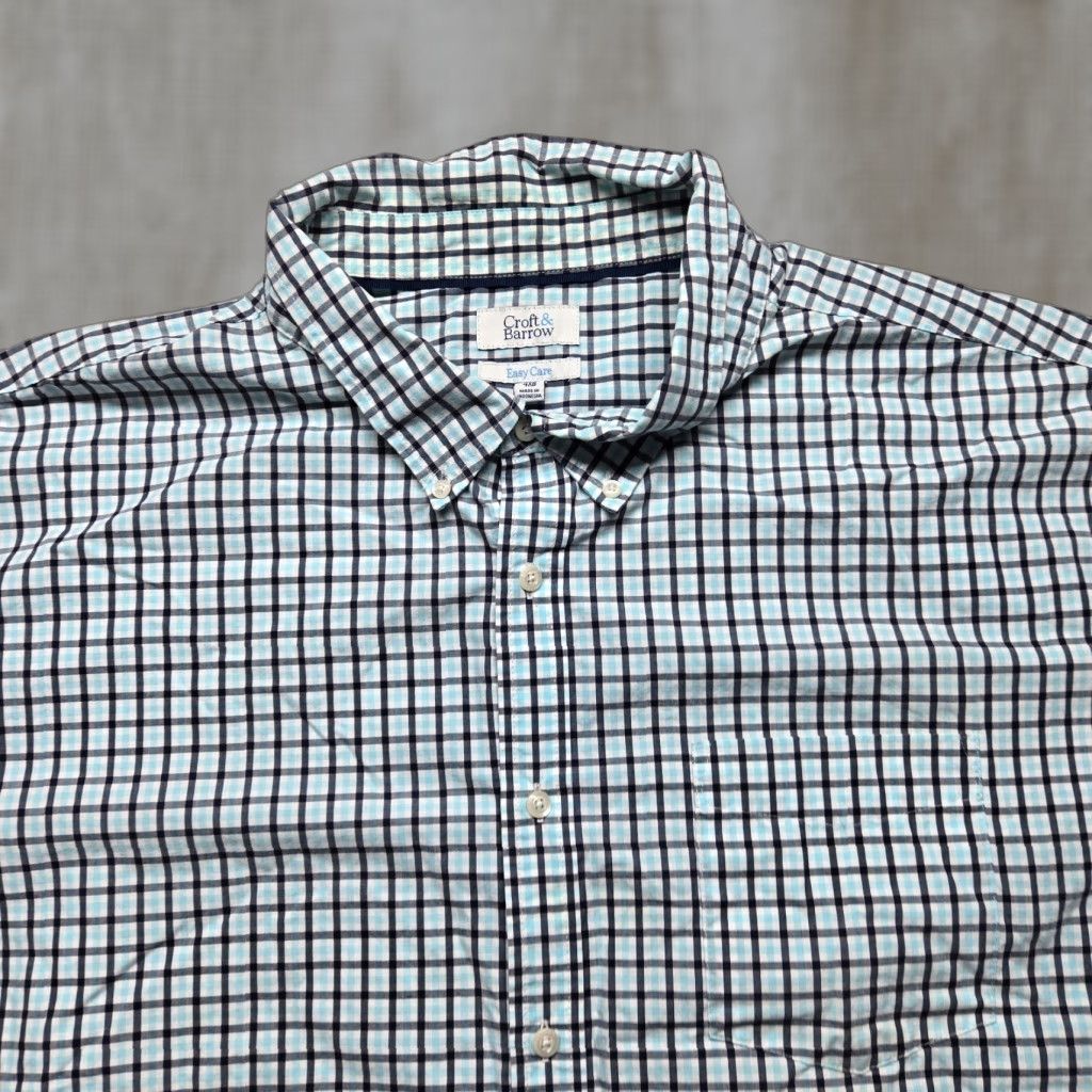 Croft & Barrow Croft & Barrow Shirt Blue Plaid Short Sleeve Button-Up Adult Men 4XB Easy Care Comfortable Casual Button-Down Classic Size US XXL / EU 58 / 5 - 1 Thumbnail