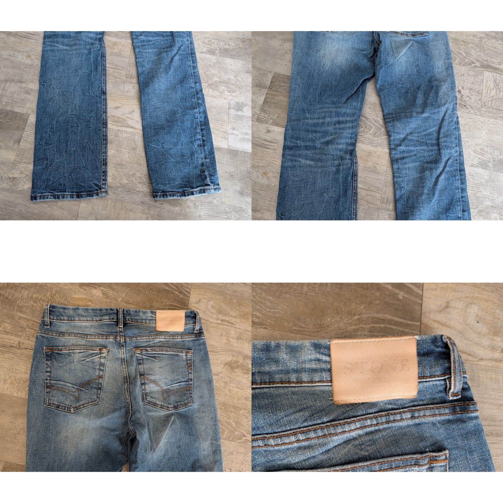 Vintage Stone Refinery The Otis Jeans Mens 33 x 34 Straight Distressed Blue Cotton Spandex Regular Denim 5-Pocket Adapted Vintage No Size US 33 - 9 Thumbnail