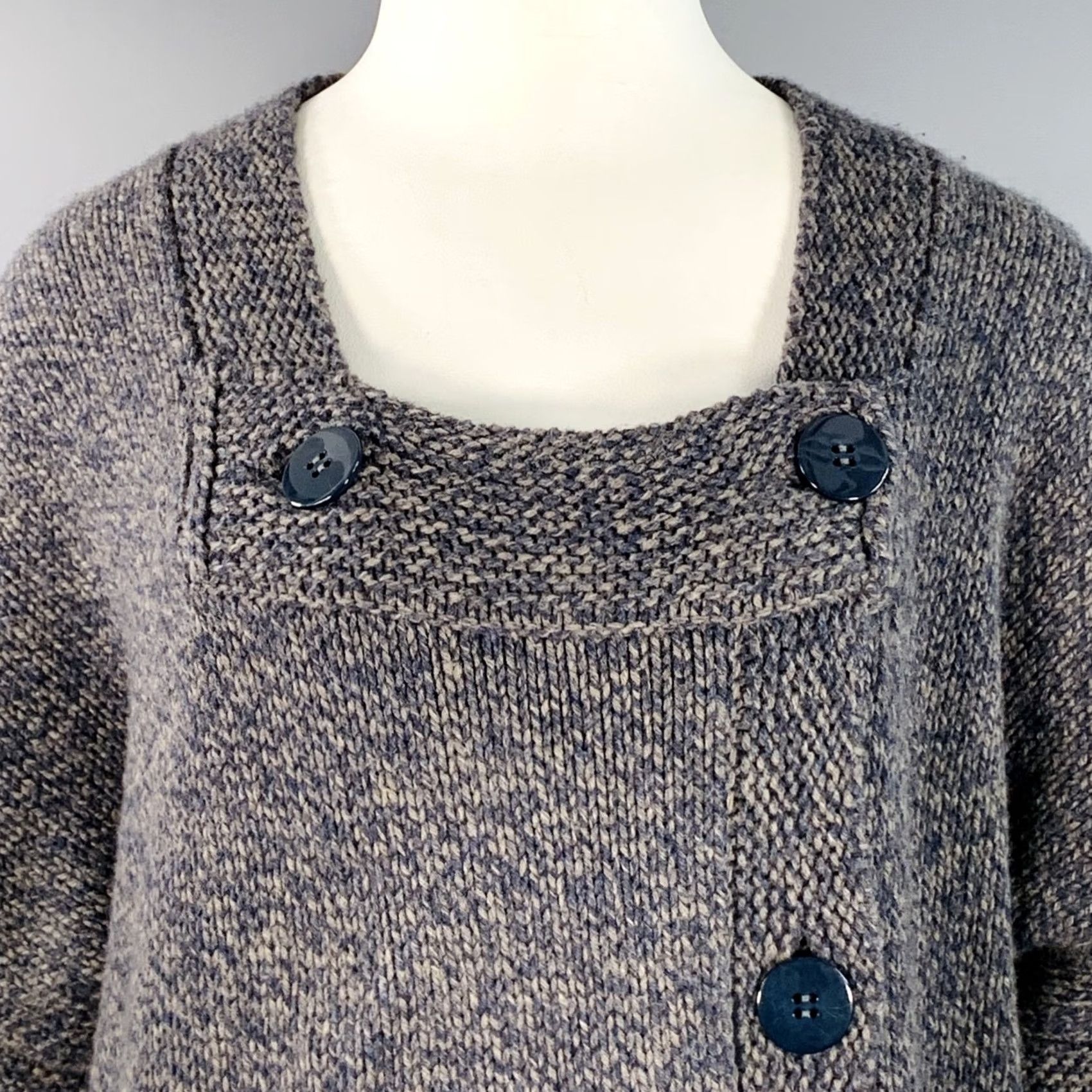 Stella McCartney STELLA McCARTNEY Knit Coat Wool Cashmere Grey Navy Melange L Size L / US 10 / IT 46 - 2 Thumbnail