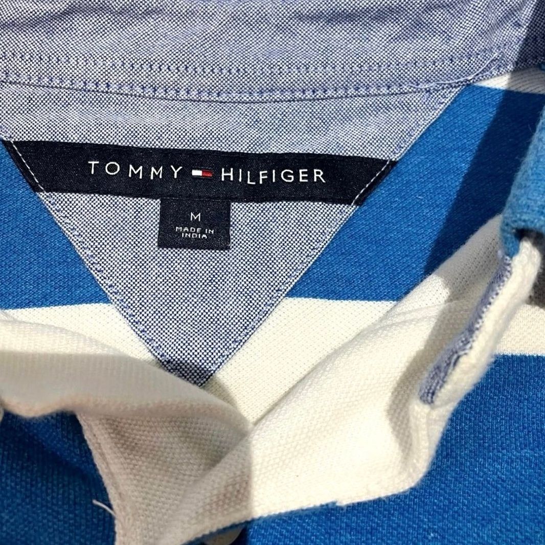 Tommy Hilfiger VINTAGE Tommy Hilfiger Rugby Polo Shirt Striped Blue White 100% Cotton Short Sleeve M Mens Polo Rugby Embroidered Logo 90s Retro Size US M / EU 48-50 / 2 - 8 Thumbnail