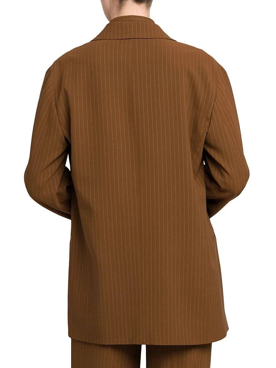 Loro Piana o1srvl11e0824 Aisha Chalk Stripes Jacket in Brown Size XXL / US 16-18 / IT 52-54 - 2 Thumbnail