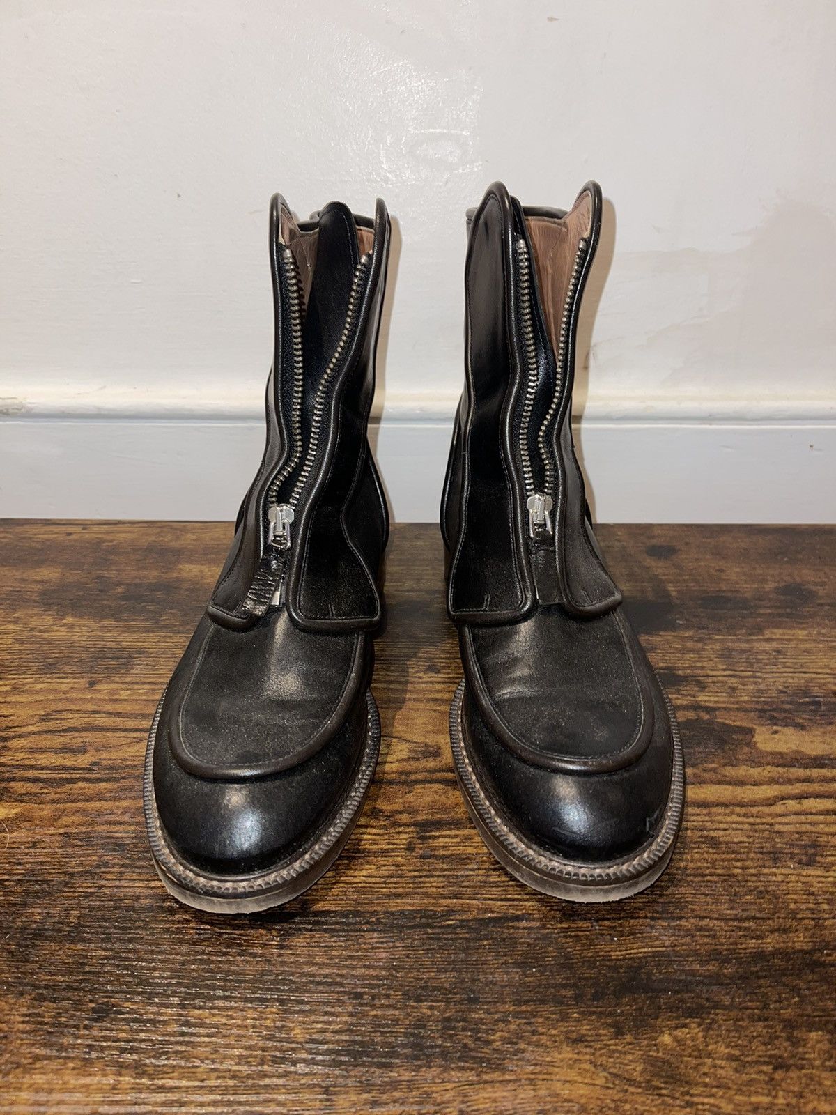 Marni MARNI zip-up Black Flat Leather Boots Size US 7.5 / IT 37.5 - 3 Thumbnail