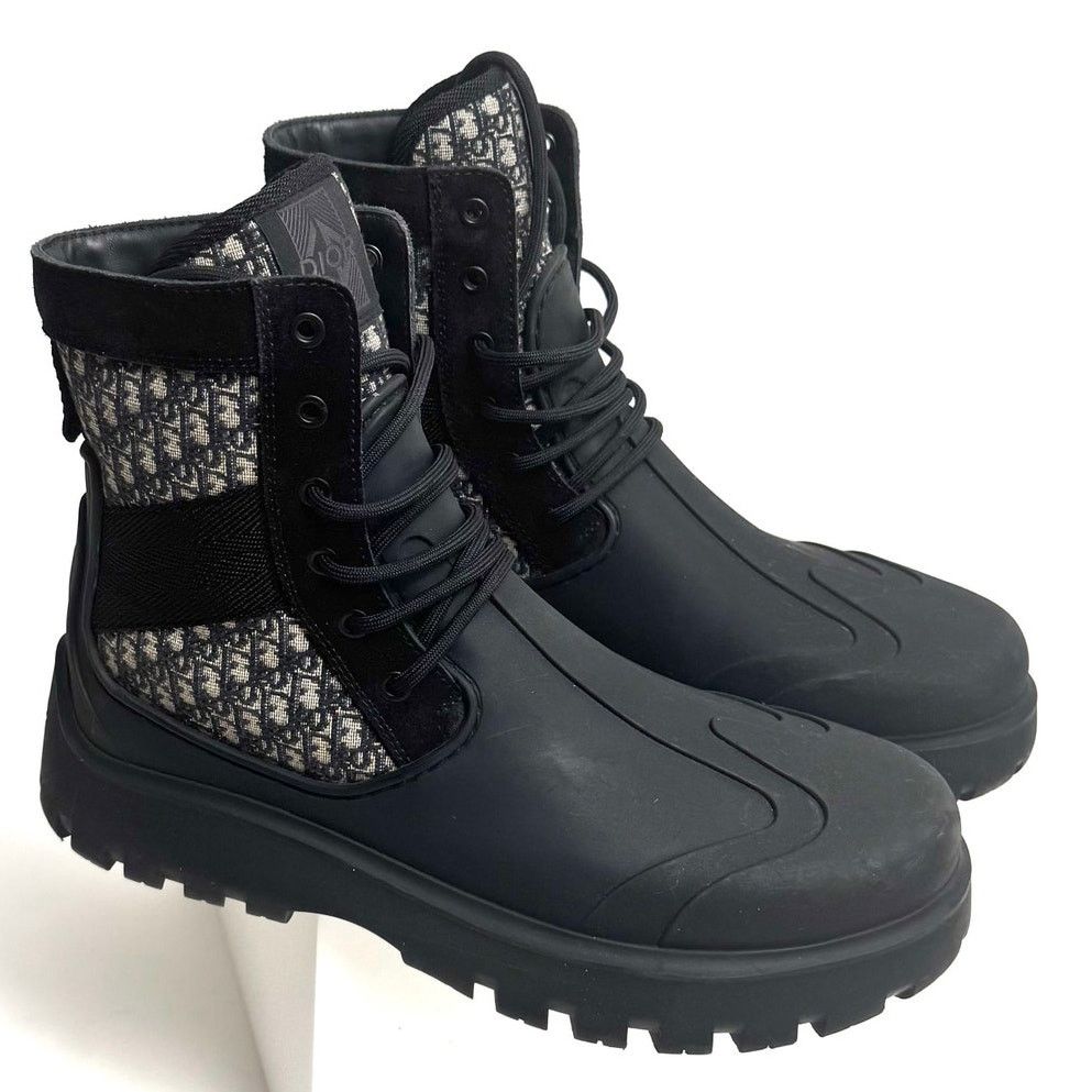 Dior Dior Garden Oblique Black/Beige Lace Up Combat Boots Size 41 Size US 8 / EU 41 - 10 Thumbnail