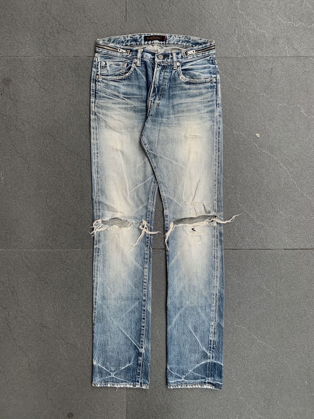 image of Undercover Distressed Chaos Denim Jeans in Blue, Men's (Size 29)