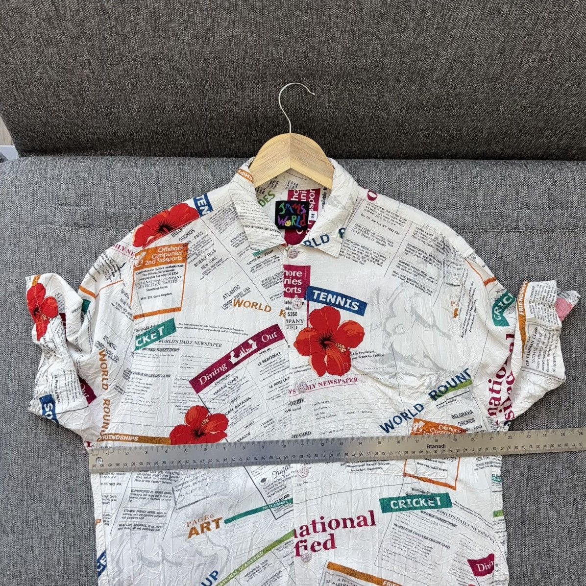 Jams World Vintage International Classified Newspaper Hawaiian Shirt Size US M / EU 48-50 / 2 - 13 Thumbnail