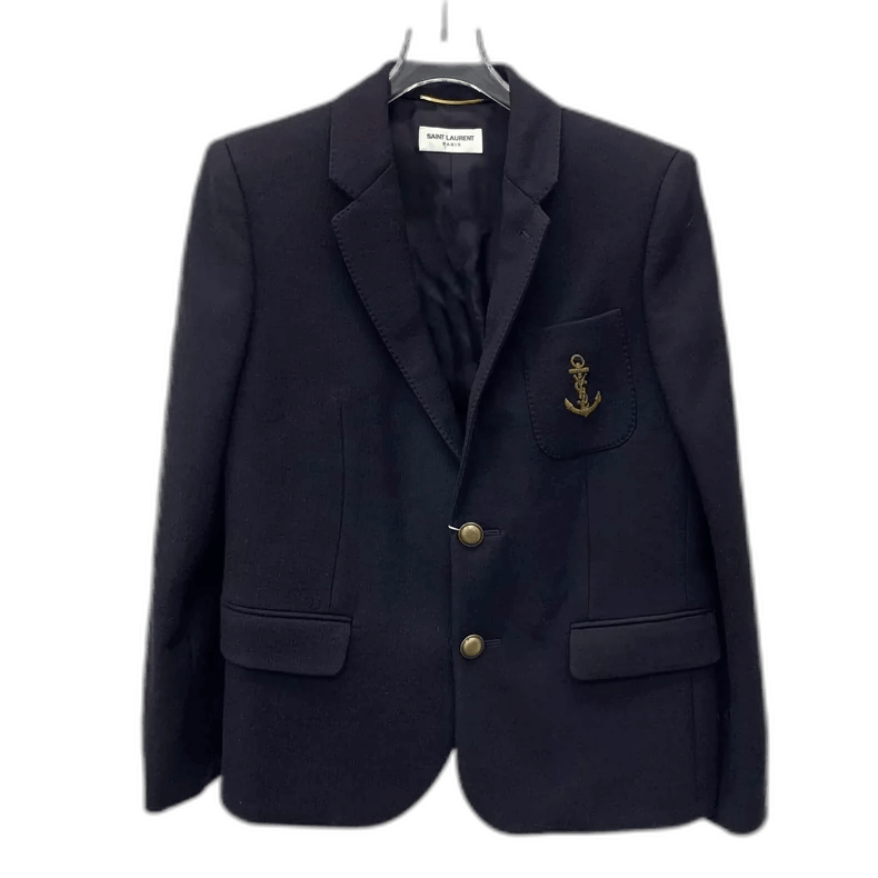 Saint Laurent Paris Saint Laurent Black Wool Anchor Embroidered Blazer-2506 Size L / US 10 / IT 46 - 1 Thumbnail