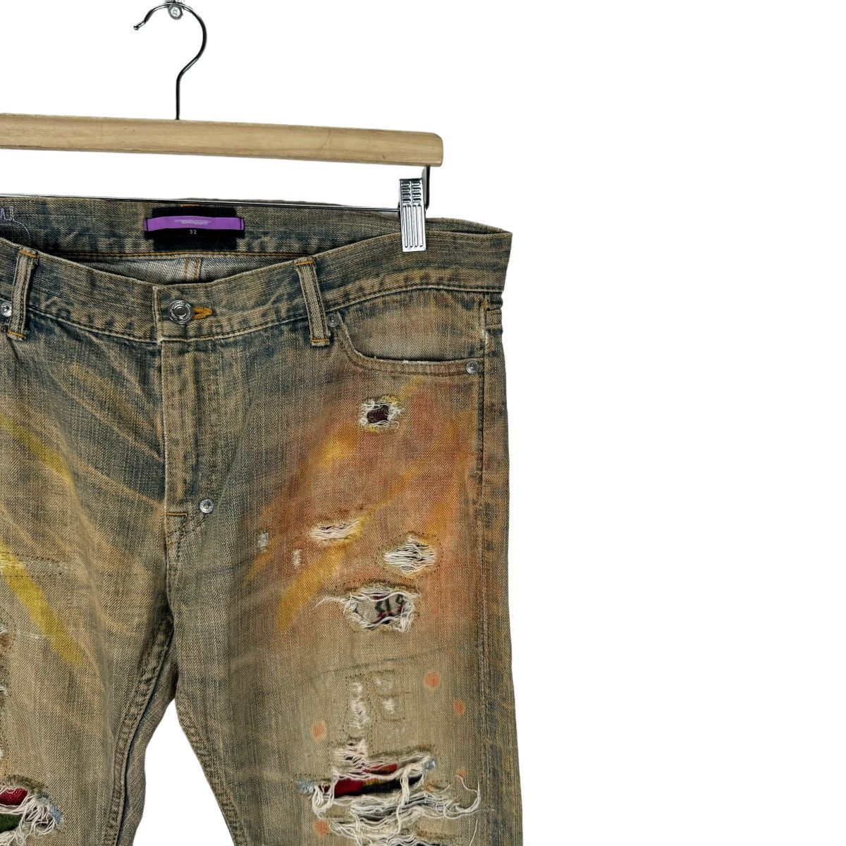 Japanese Brand ☀️SWAGGER PAINT SPLASH SELVEDGE DENIM PANTS Size US 34 / EU 50 - 3 Thumbnail