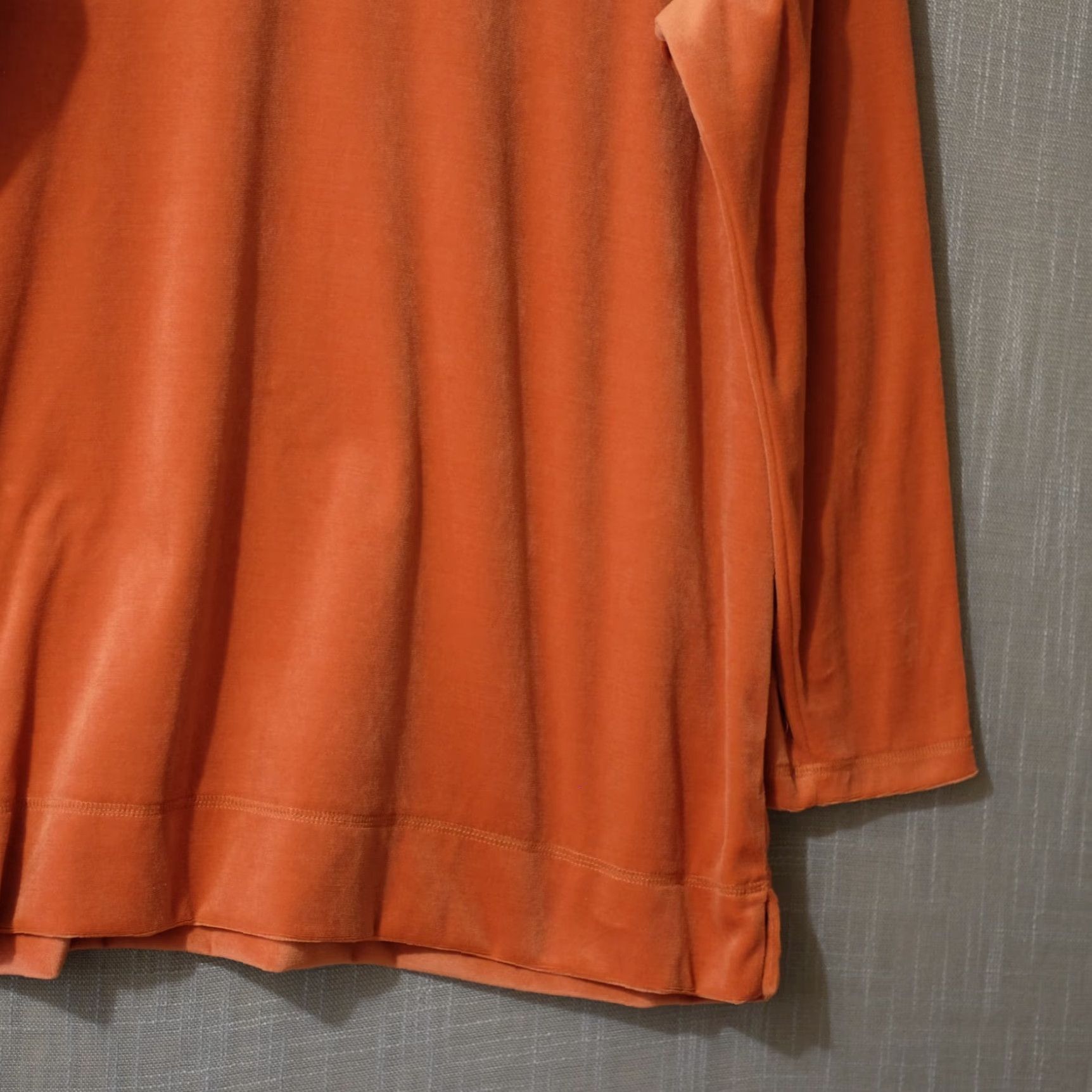 Blair VINTAGE Blair Orange Velour Sweatshirt w/Side Slits Pullover Women's XL Shirt Womens XL Orange Velour Blair Sweatshirt with Side Slits Tunic 90s/90s? Size XL / US 12-14 / IT 48-50 - 4 Thumbnail