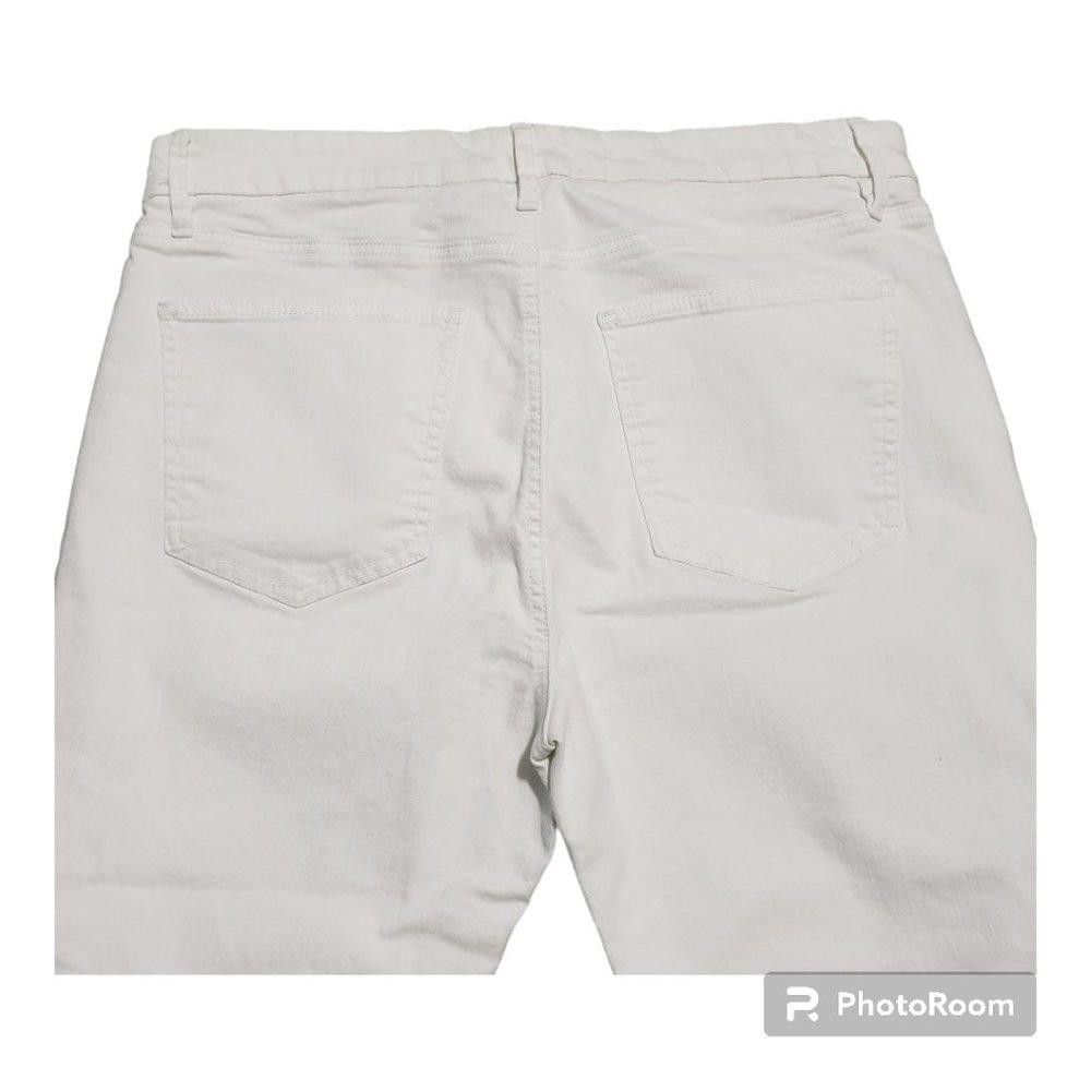 Ann Taylor CT703 Ann Taylor White Fringed Straight Cropped Jean 12 Size 34" / US 12 / IT 48 - 4 Thumbnail