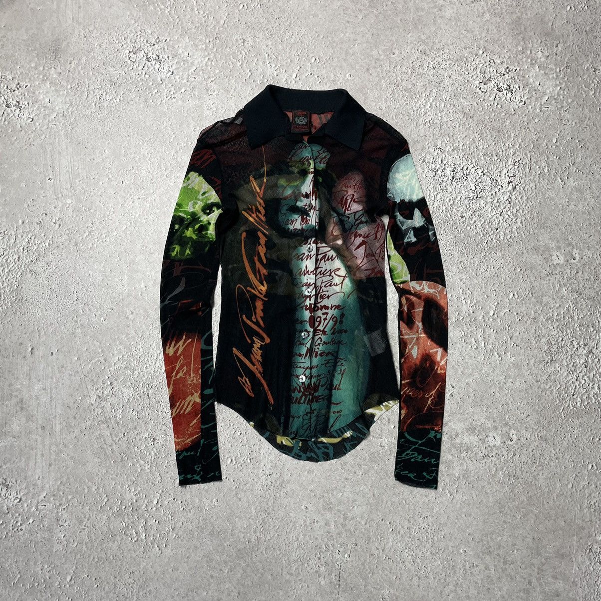 Jean Paul Gaultier FW1997 JPG Fight Racism Face Mesh Long Sleeve Shirt Size XS / US 0-2 / IT 36-38 - 4 Thumbnail