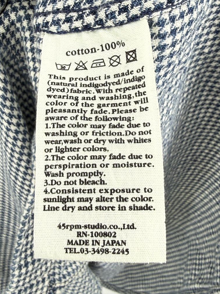 45rpm Indigo Houndstooth Eastern Pearl Snap Size US M / EU 48-50 / 2 - 5 Thumbnail