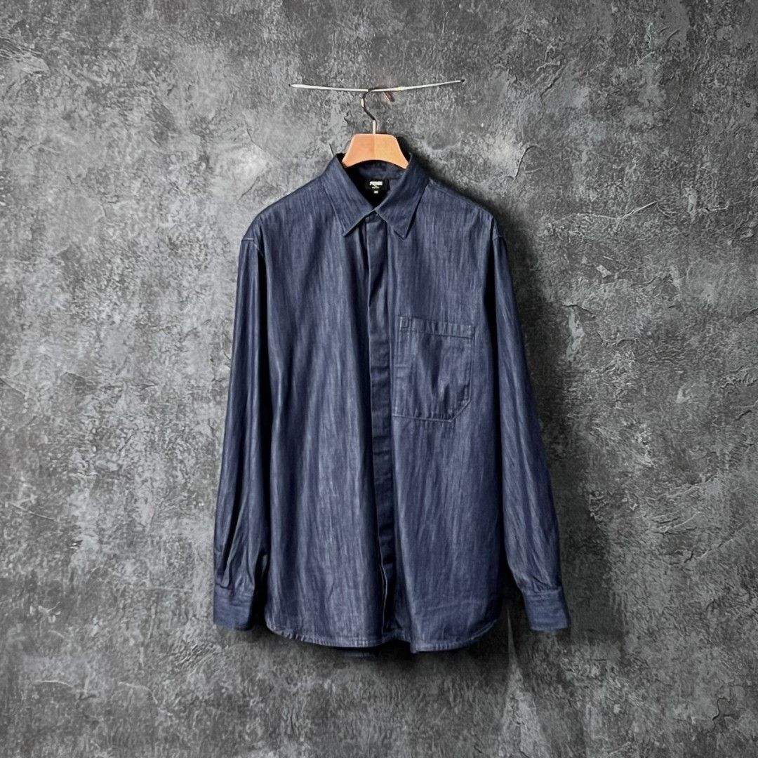 Fendi Fendi Casual Cotton Blue Shirt l Men Size US L / EU 52-54 / 3 - 1 Thumbnail