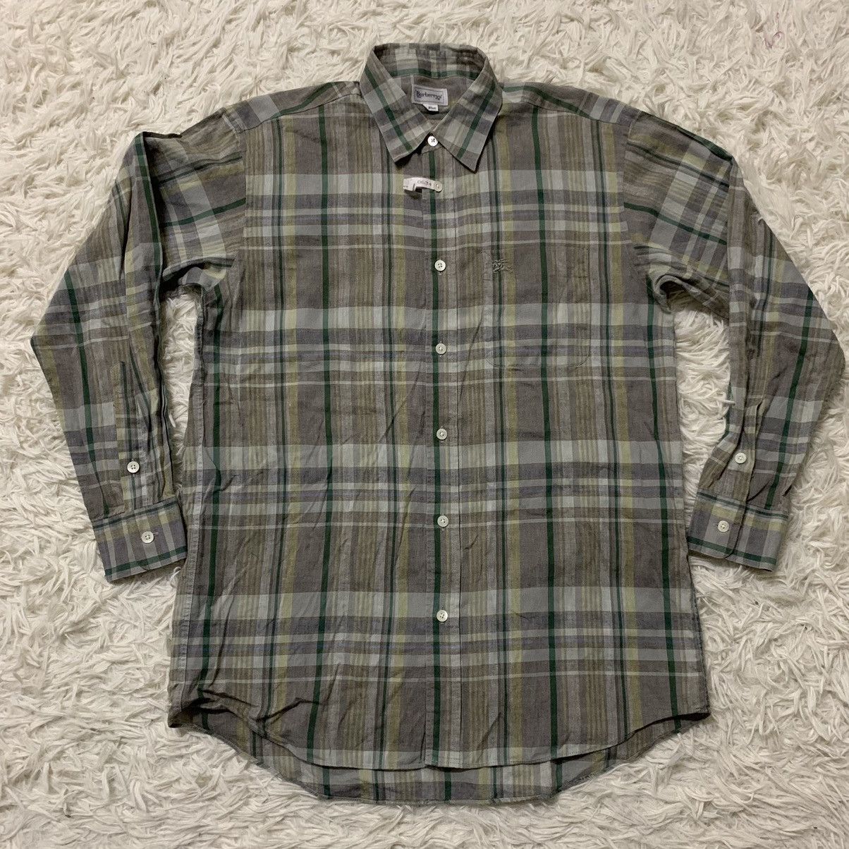 Vintage Burberrys Checked Plaid Mens Shirt Long Sleeve