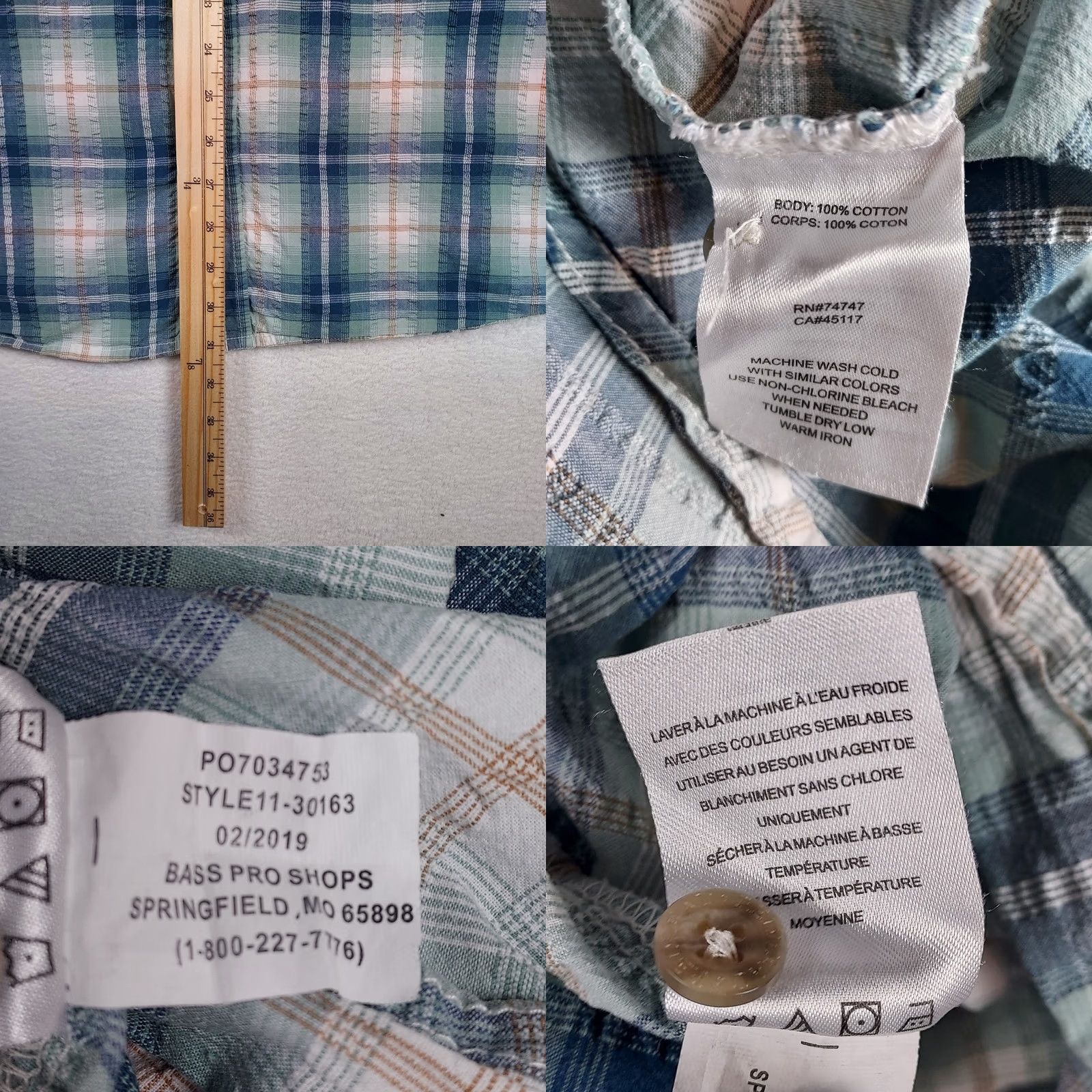 Vintage RedHead Shirt XL Blue Cotton Plaid Button-Down Short Sleeve Dress Shirt Mens Size US XL / EU 56 / 4 - 8 Thumbnail