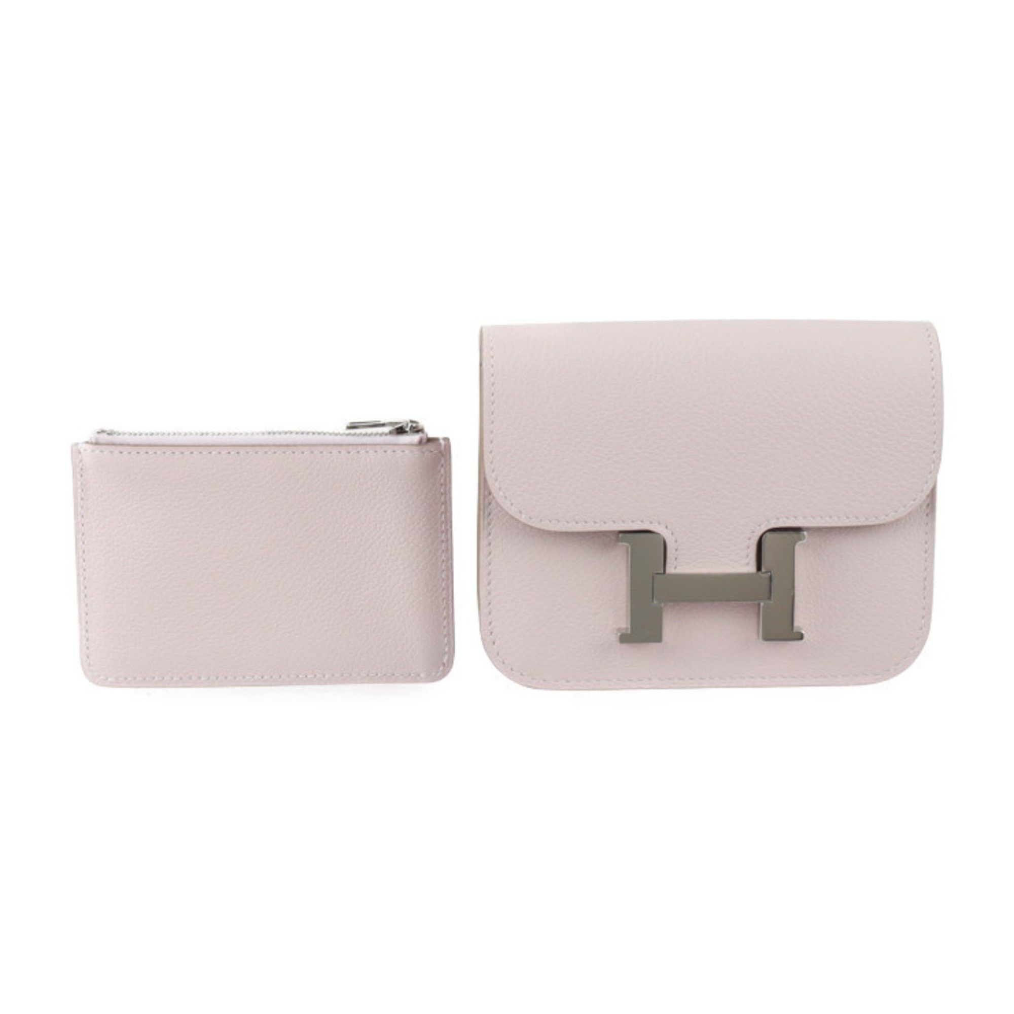 Hermes HERMES Constance Pouch - Evercolor Mauve Pale Compact Wallet Coin B Engraved 2414033007097R1 Size ONE SIZE - 1 Thumbnail