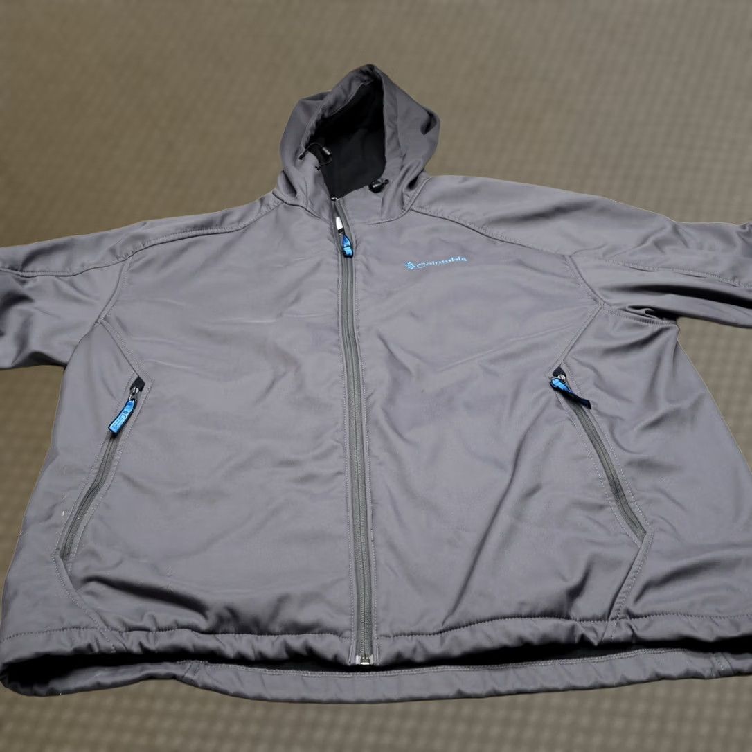 Rains Columbia Jacket Mens XXL Grey Softshell Rain Wind Full Zip Hooded Outdoor Hiking Size US XXL / EU 58 / 5 - 1 Thumbnail