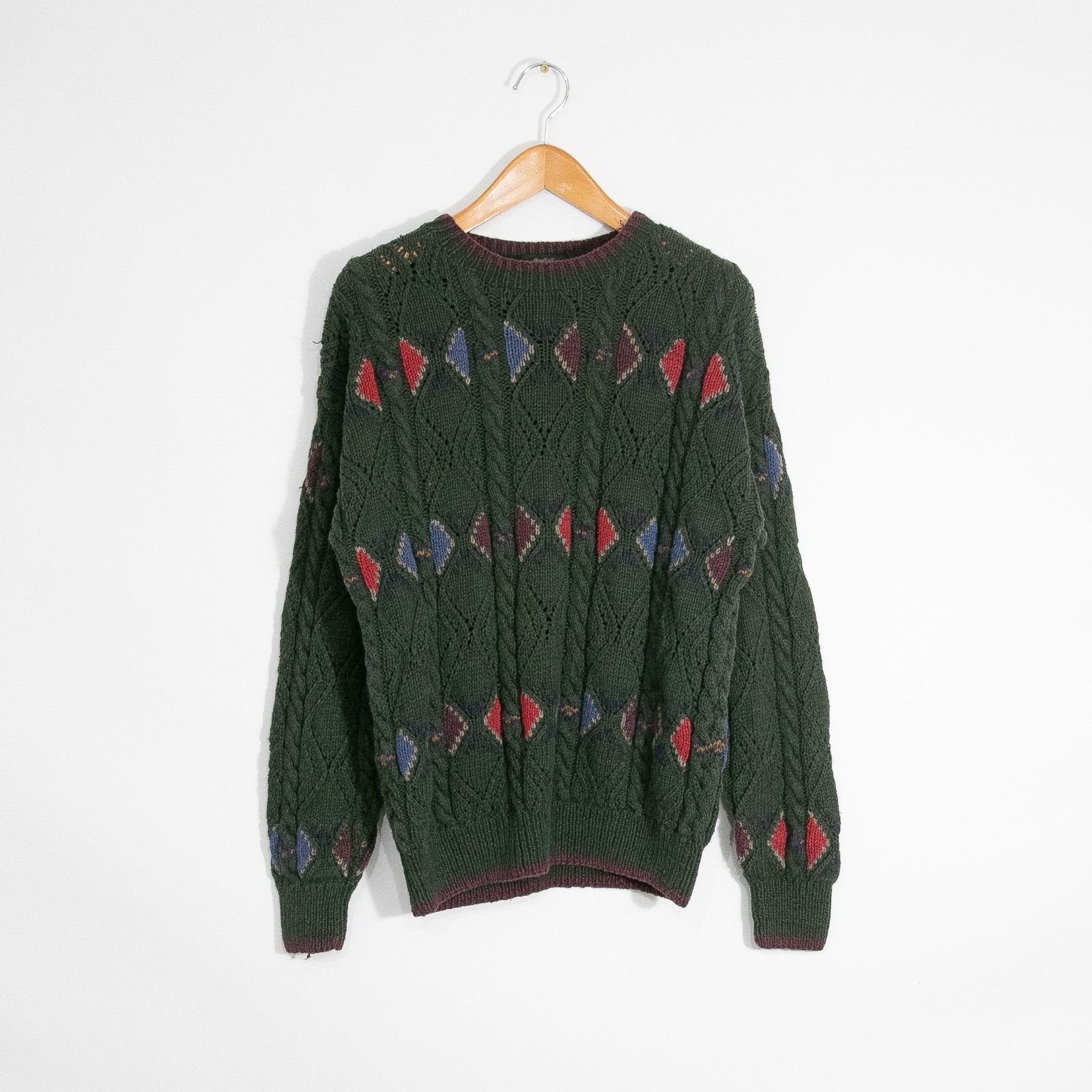Vintage Vintage 90s Cable Knit Cotton Sweater Mens Large - Retro Size US L / EU 52-54 / 3 - 1 Thumbnail