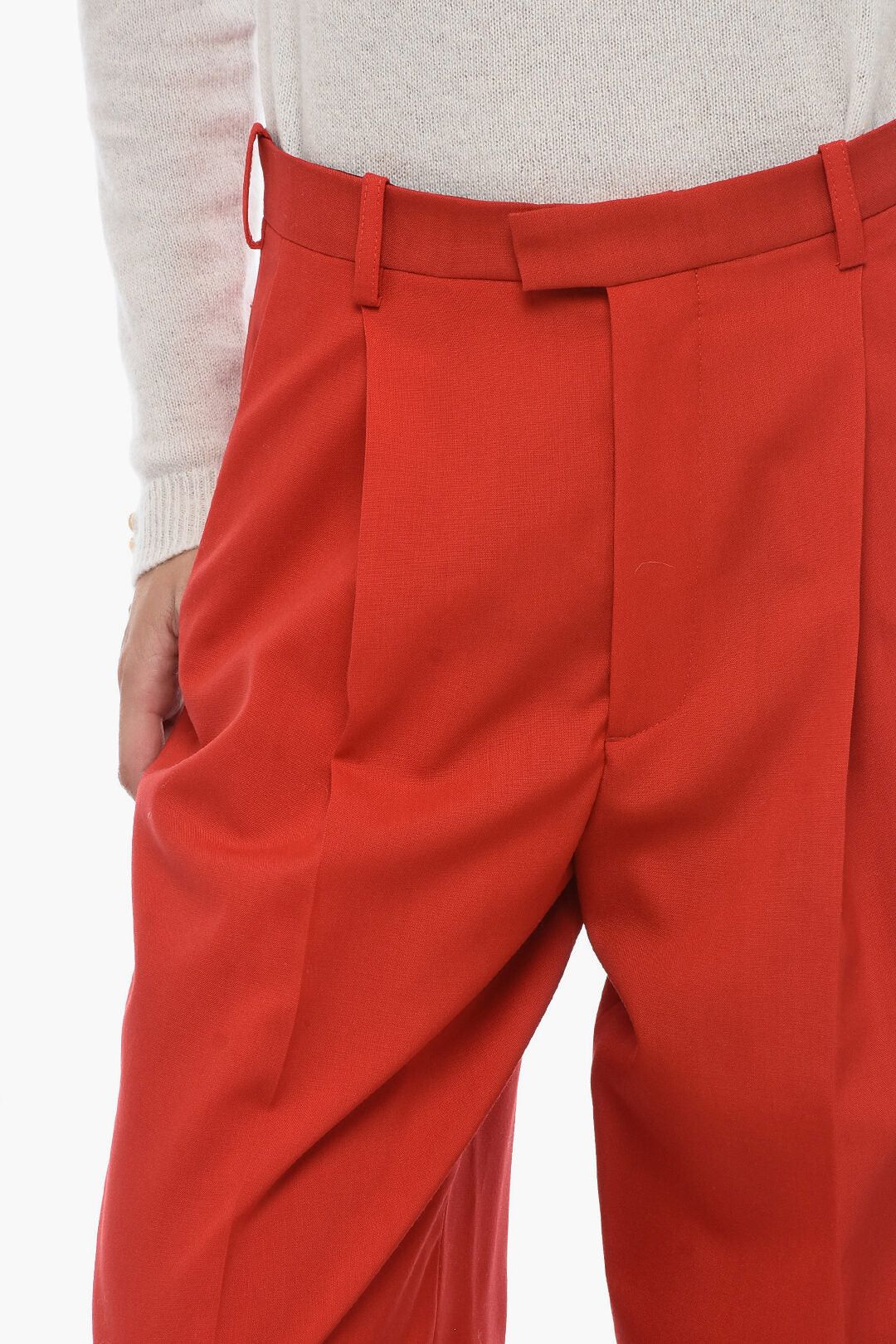 Marni og1mm0326 Loose-Fit Wool Pant in Red Size 28" / US 6 / IT 42 - 3 Thumbnail
