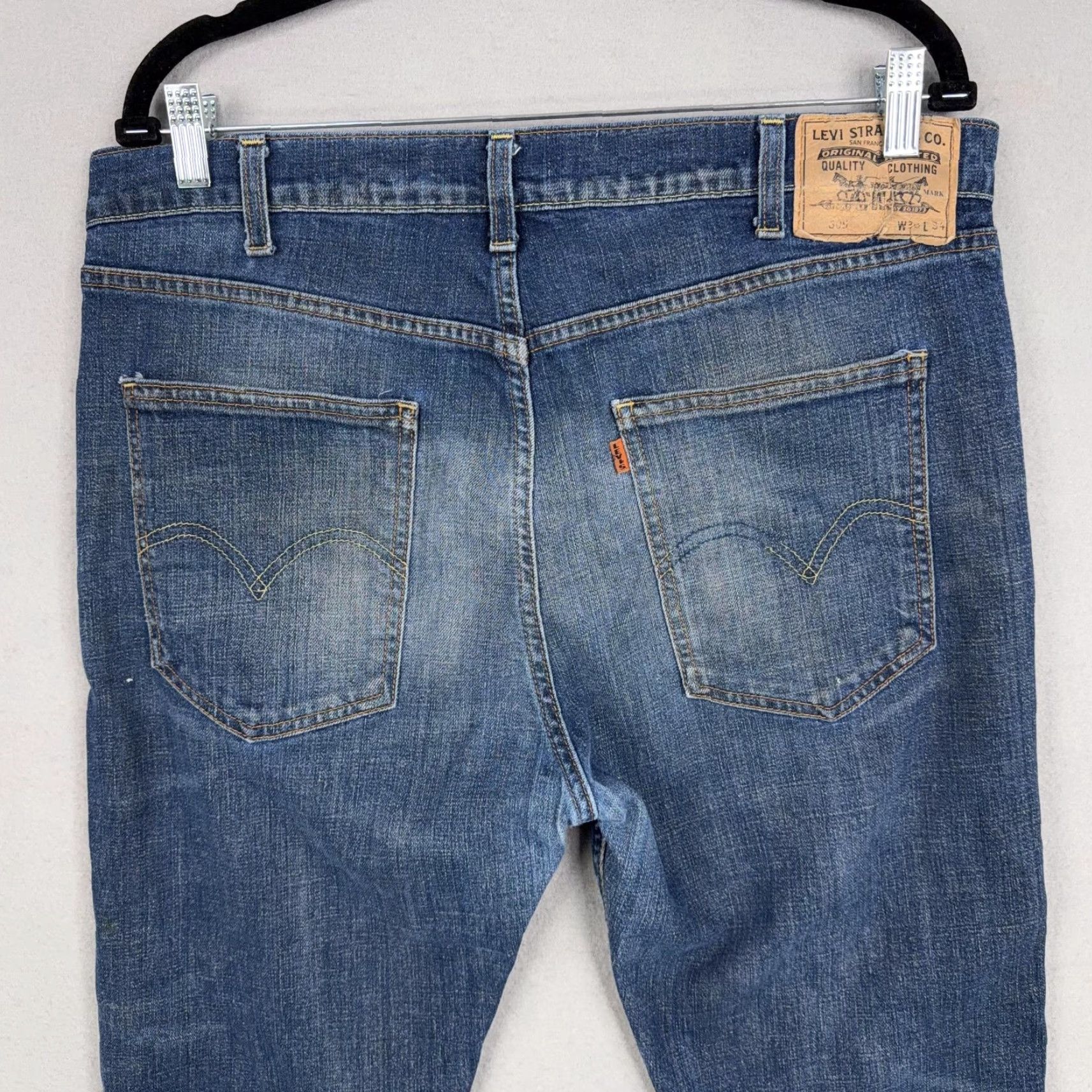 Levi's Levi's Jeans Mens 36x34 Blue Distressed Paint Splatter 605 Slim Straight Denim 90s Grunge Jeans Mens Size US 36 / EU 52 - 6 Thumbnail