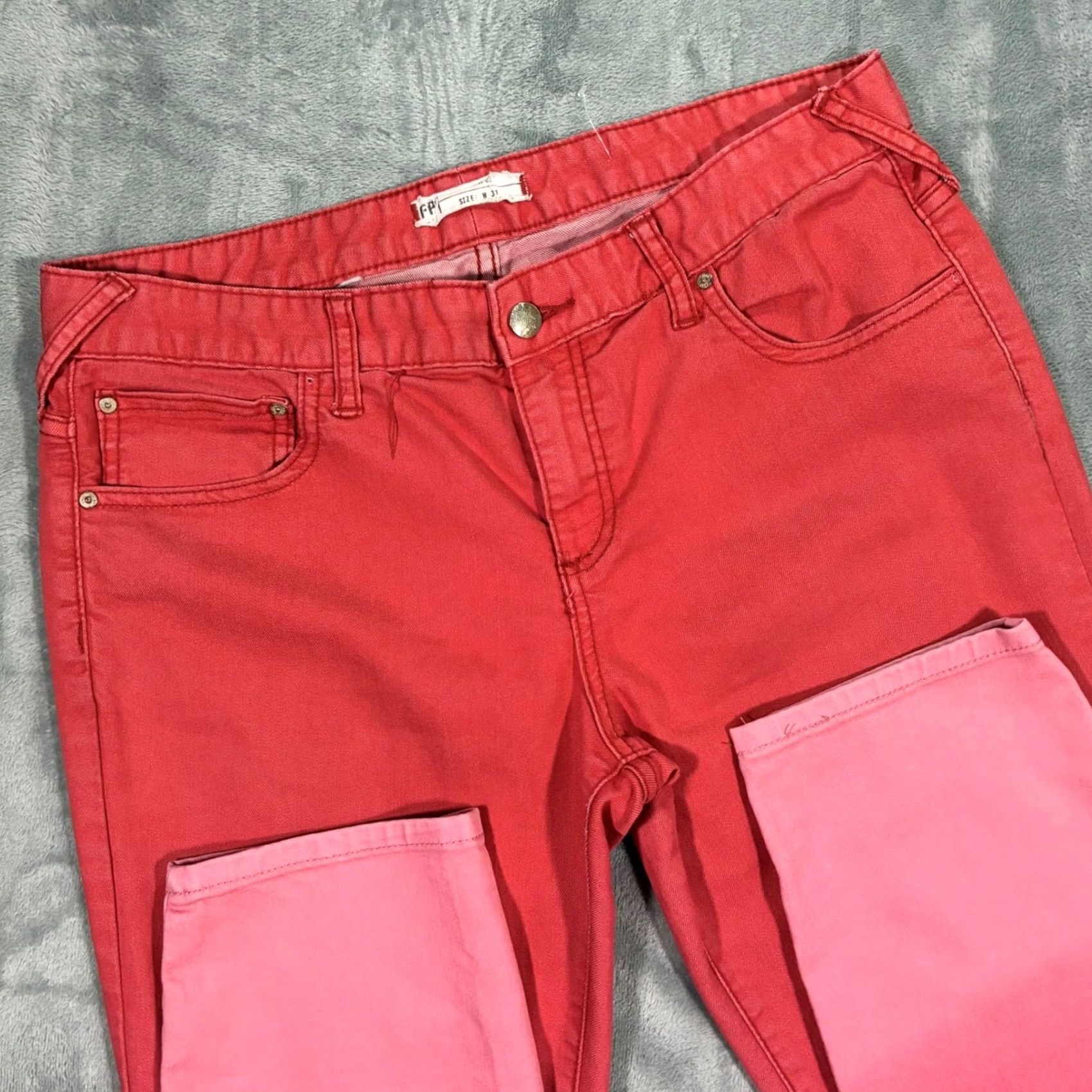 Free People Free People Jeans Ombre Coral Pink Dip Dye Slim Skinny Women 31 Denim Cotton Blend Spandex Polyester 27in Inseam Size 24" / US 00 / IT 34 - 3 Thumbnail