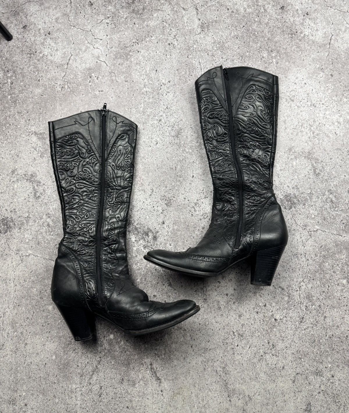 If Six Was Nine Vintage AS 98 Heel Rick Owens Style Western Leather Bots Y2K Size US 9 / IT 39 - 13 Thumbnail
