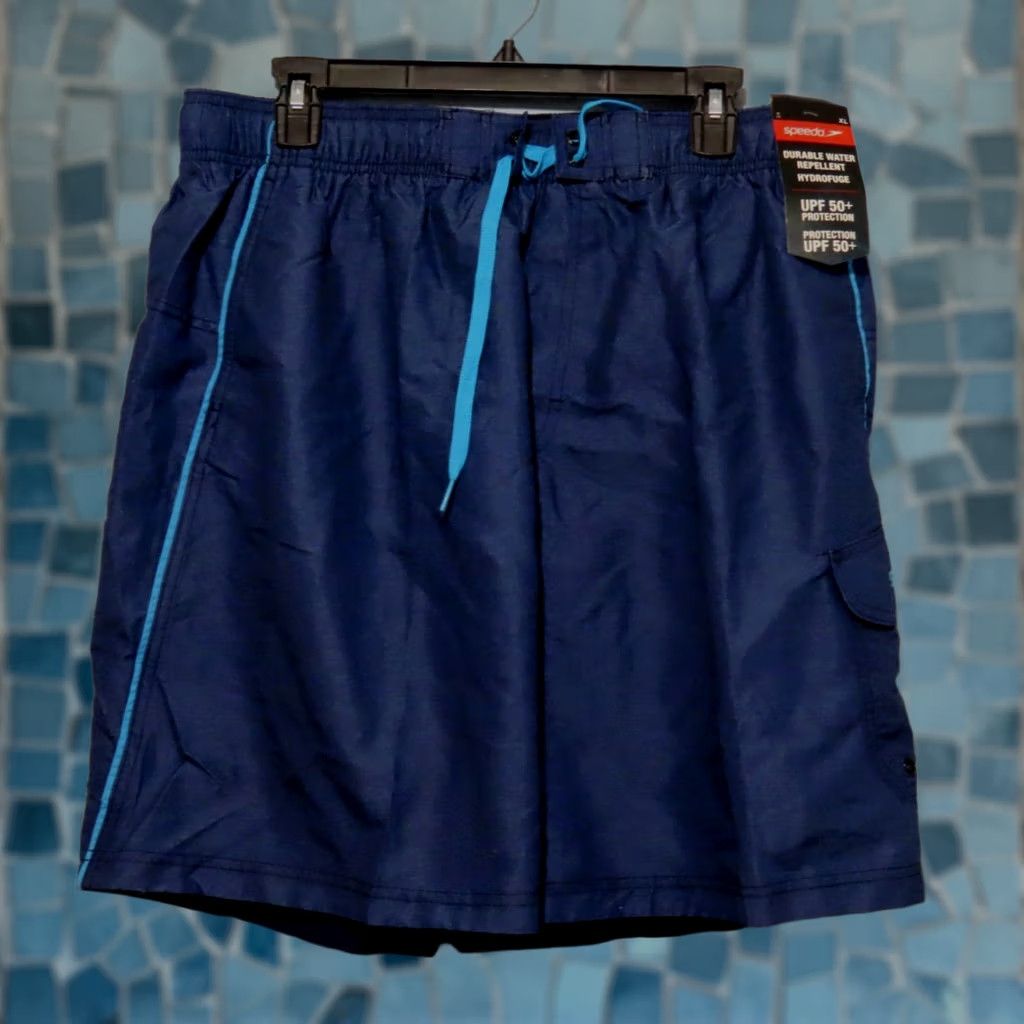 Speedo Speedo Men's XL Blue Hydrofuge Water Repellent Loose Fit Swim Trunks UPF 50+ Size US 36 / EU 52 - 1 Thumbnail