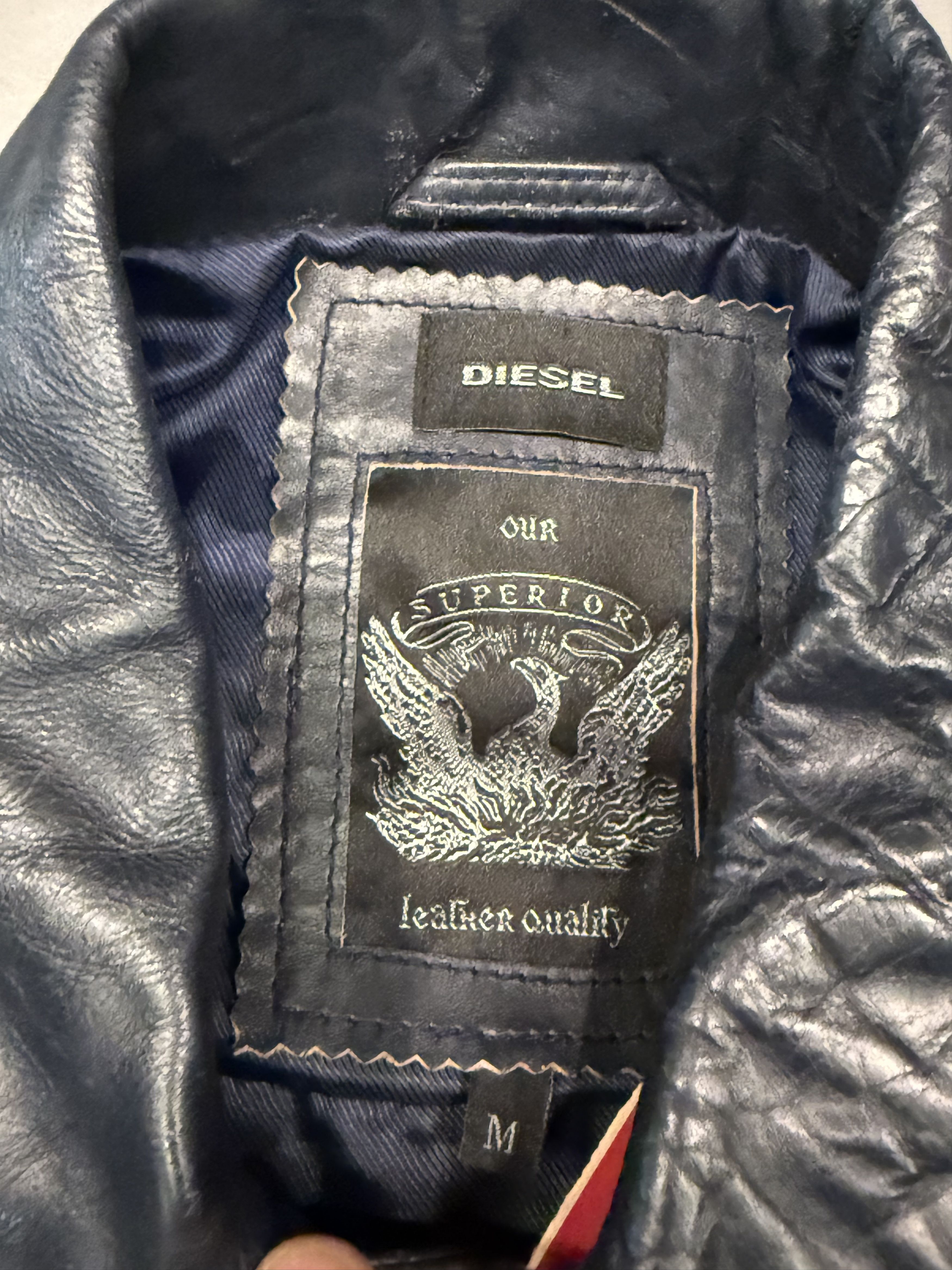 Diesel Diesel navy and white black label leather varsity jacket Size US M / EU 48-50 / 2 - 5 Thumbnail