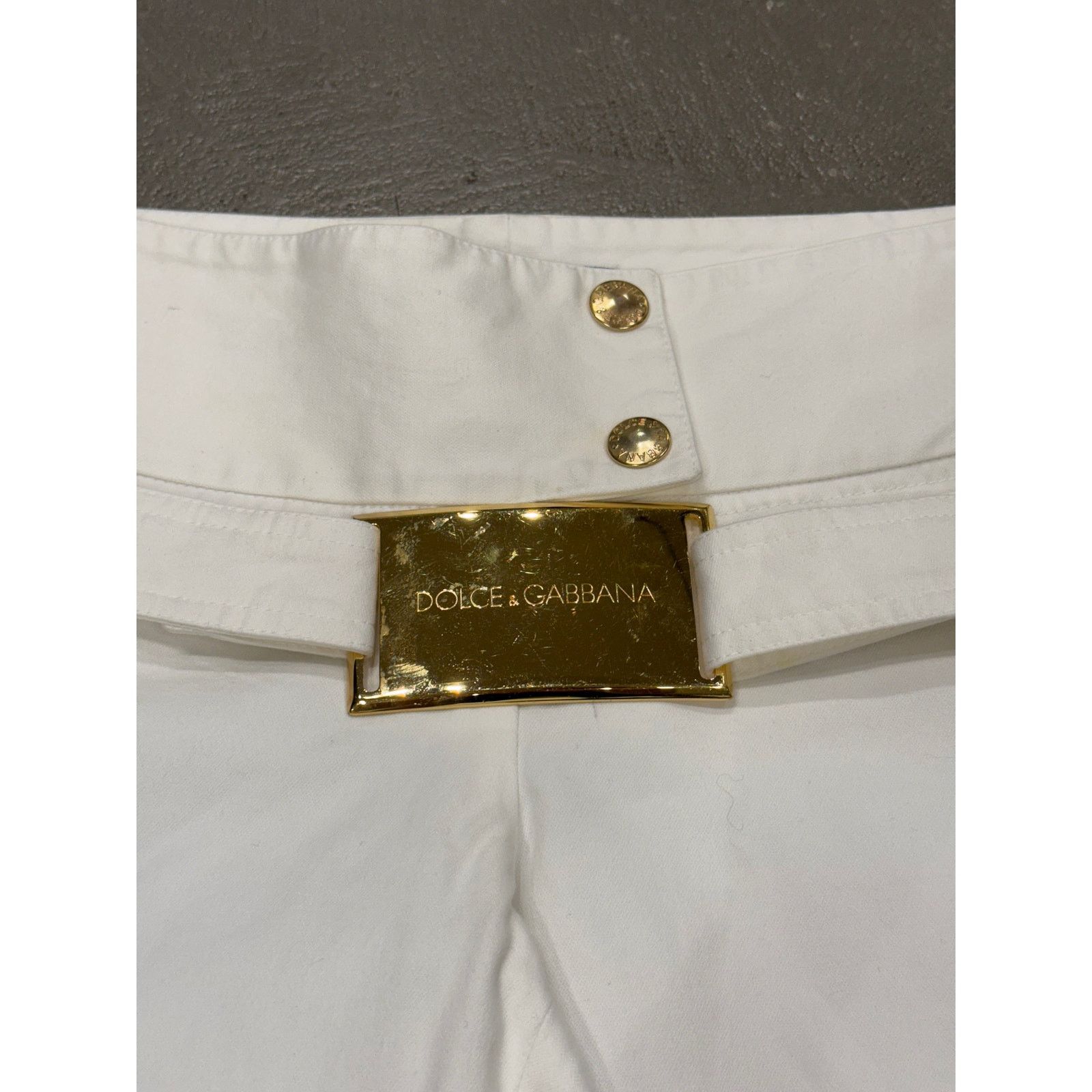 Dolce & Gabbana 2001 Dolce & Gabbana white cotton belted shorts Size 26" / US 2 / IT 38 - 4 Thumbnail