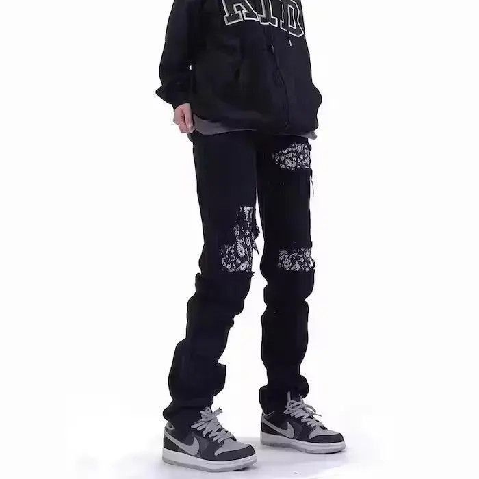 Japanese Brand Mens Skinny Jeans Street, Black Hole Slim Fit Size US 34 / EU 50 - 4 Thumbnail