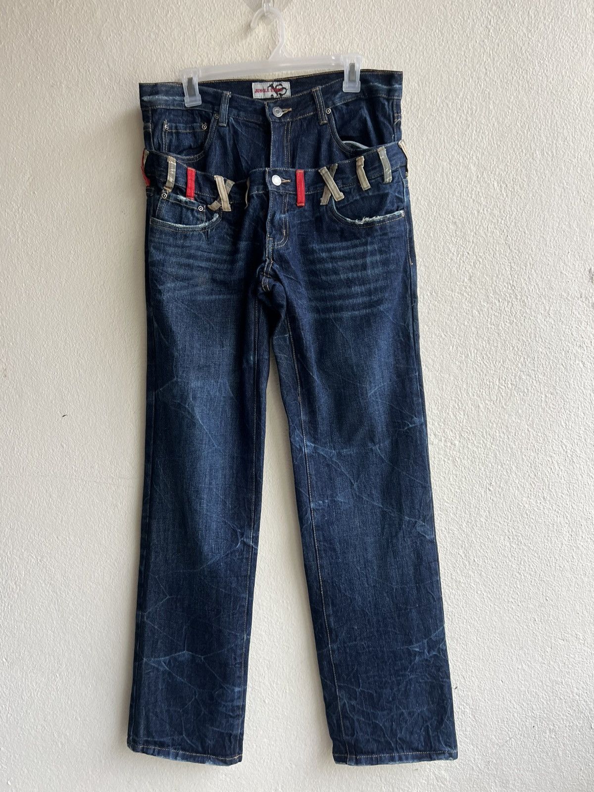 Japanese Brand Stains Denim Double Waist Jungle Storm Japan Jeans Size US 32 / EU 48 - 22 Thumbnail