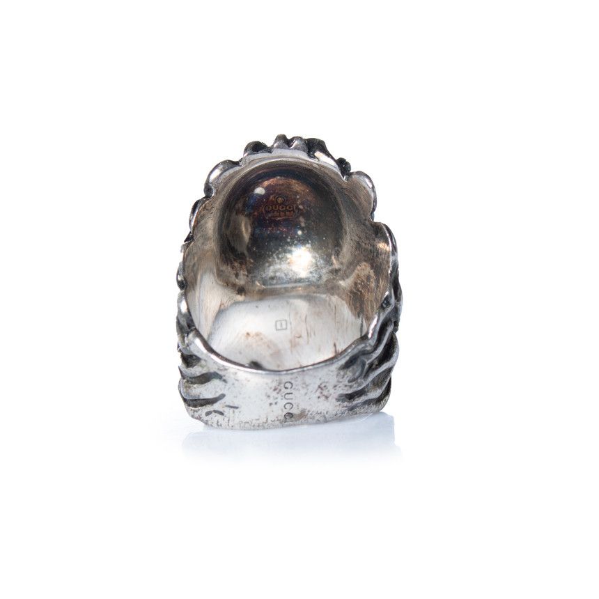 Gucci Gucci, Unisex lion ring head with black stone Size ONE SIZE - 4 Thumbnail