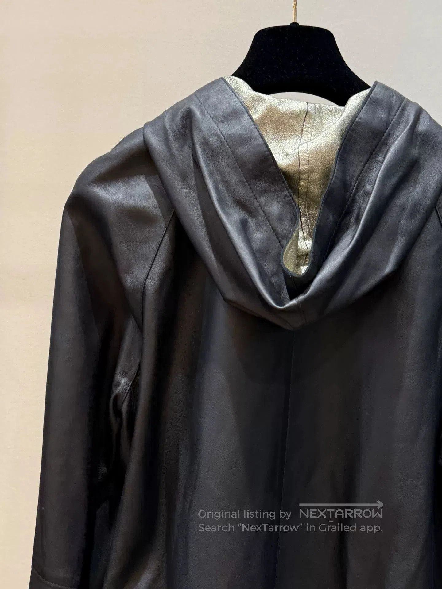 Brunello Cucinelli Brunello Cucinelli Black Leather Hooded Jacket. Size US S / EU 44-46 / 1 - 6 Thumbnail