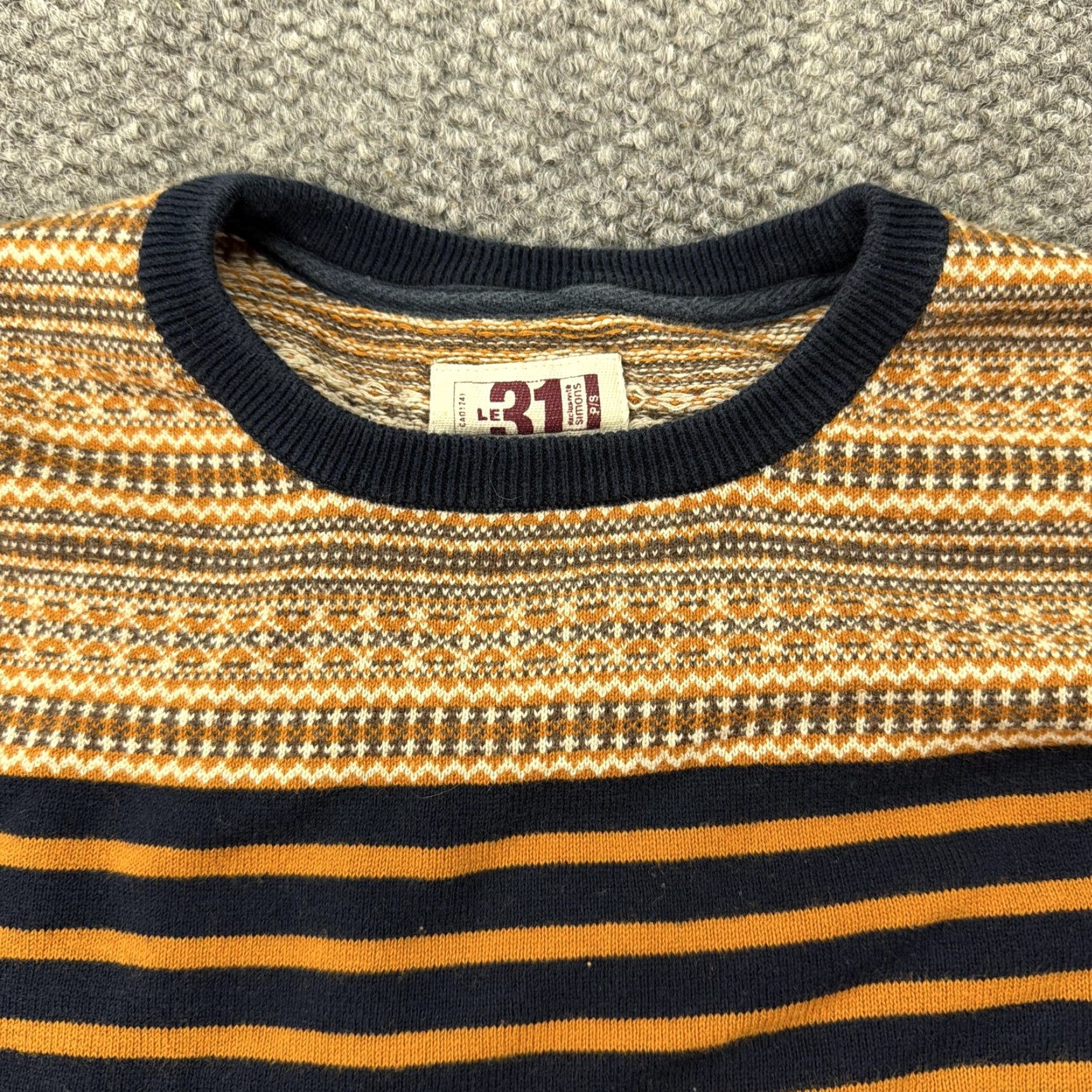 Simons Le 31 Simons Sweater Mens Small Blue Stripe Fair Isle Crewneck Knit Pullover Size US S / EU 44-46 / 1 - 3 Thumbnail