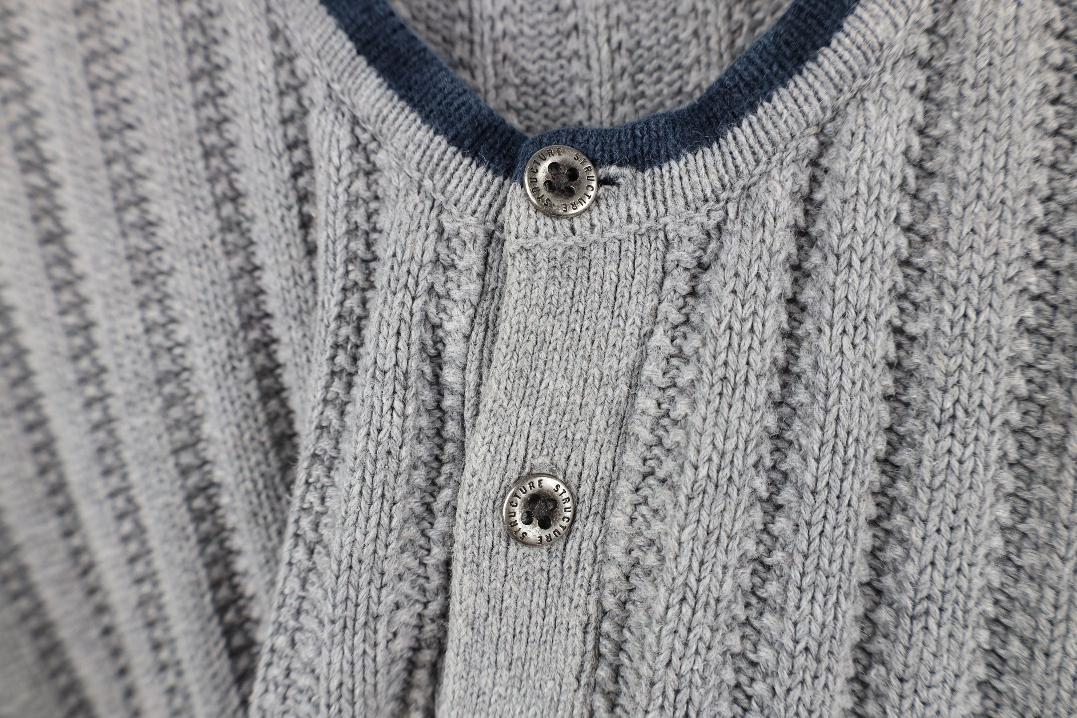 Vintage Vintage 90s Streetwear Thermal Ribbed Knit Henley Sweater Size US M / EU 48-50 / 2 - 7 Thumbnail