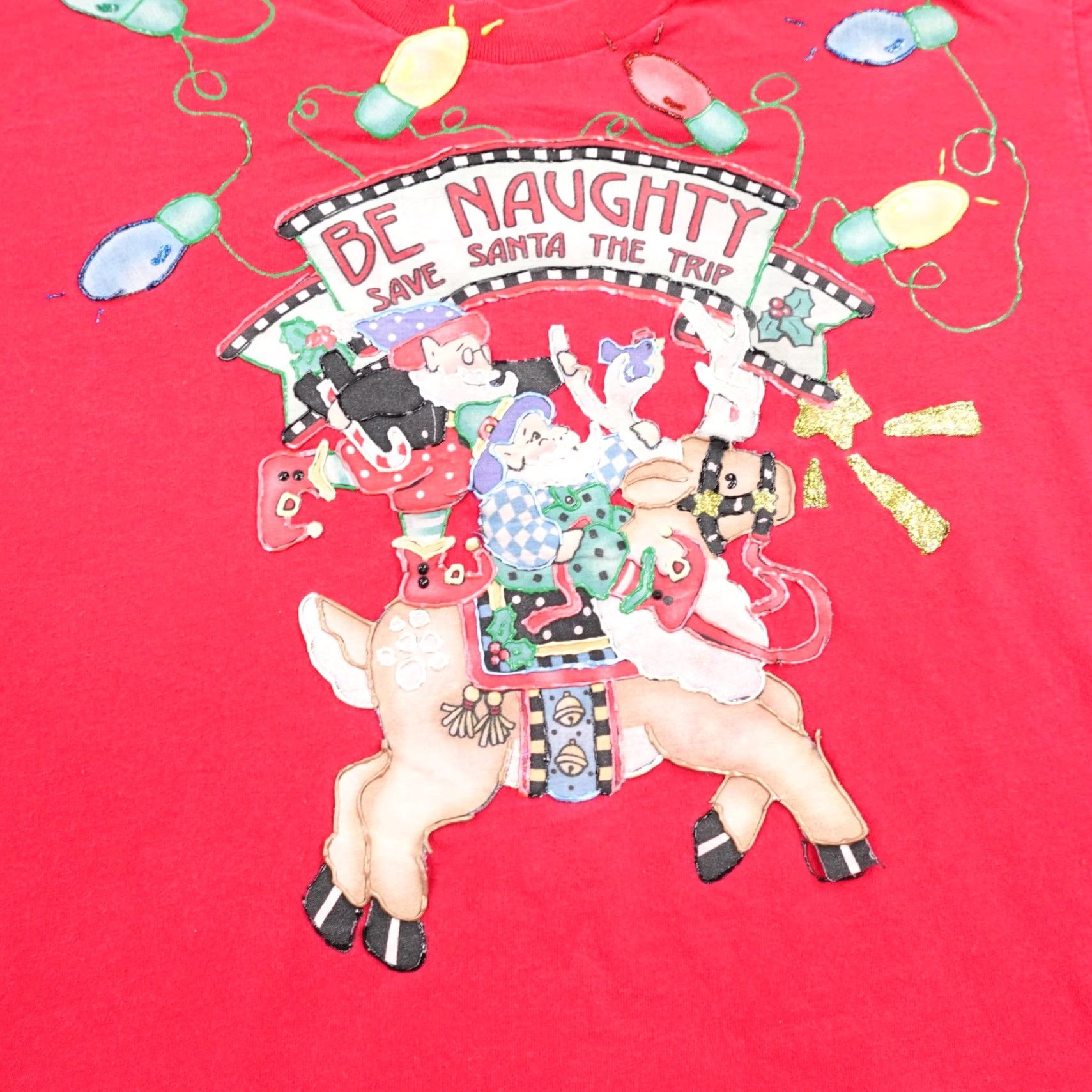 Lee VINTAGE Lee Christmas Shirt Mens L Red Long Sleeve Be Naughty Save Santa Holiday Mens Size US L / EU 52-54 / 3 - 2 Thumbnail