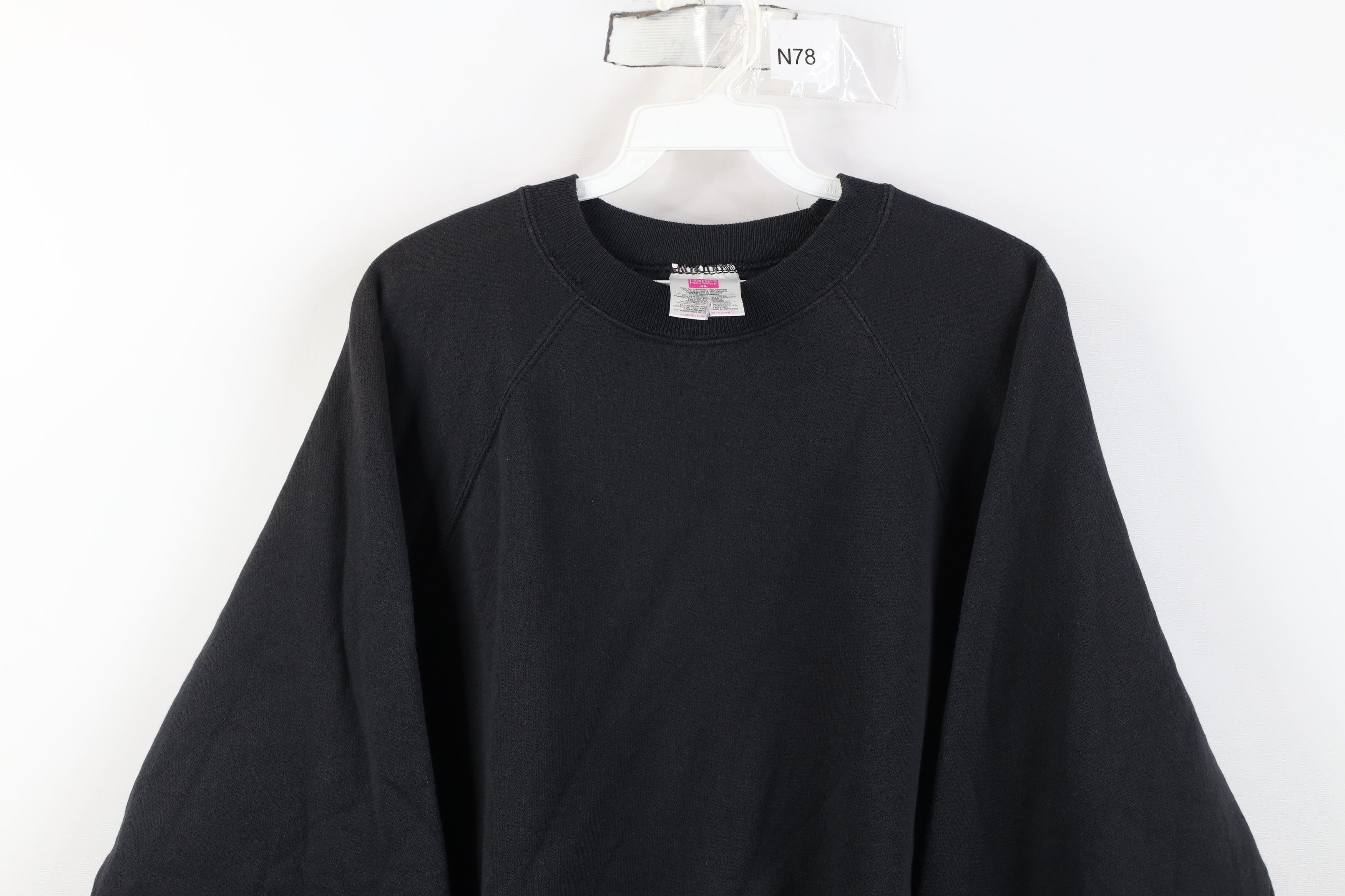 Vintage Vintage 90s Streetwear Blank Crewneck Sweatshirt Black Size XL / US 12-14 / IT 48-50 - 2 Thumbnail
