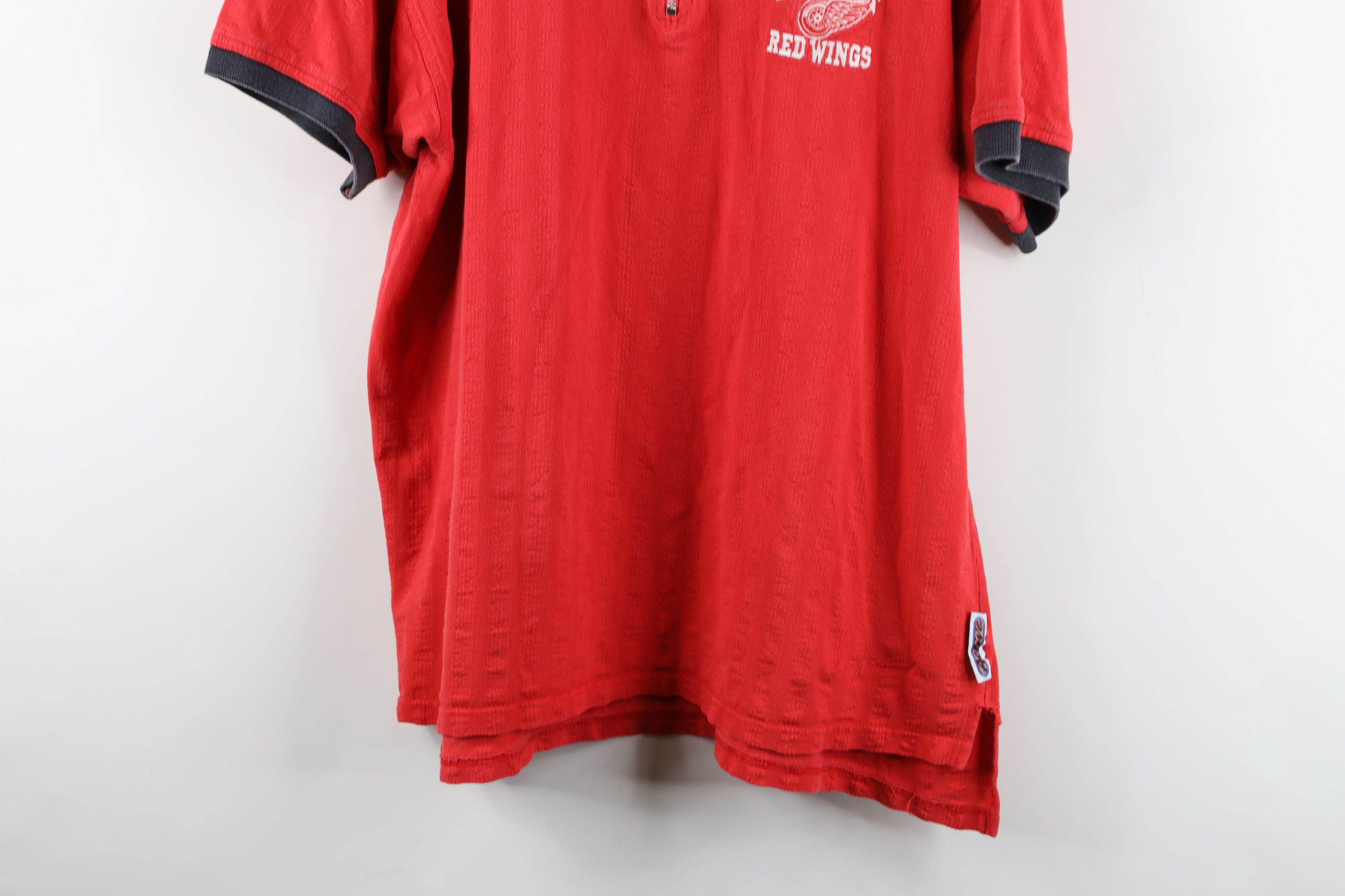 Vintage Vintage 90s Detroit Red Wings Hockey Half Zip Polo Shirt Red Size US XL / EU 56 / 4 - 3 Thumbnail