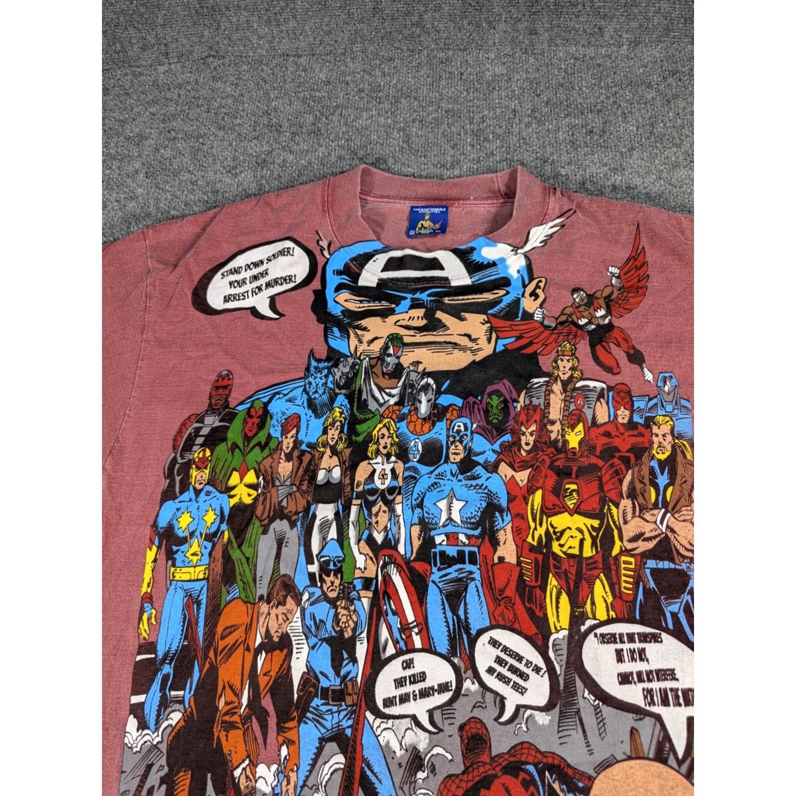 Vintage VINTAGE Marvel Shirt Mens XL Rush Avengers Captain America Spiderman Size Size US XL / EU 56 / 4 - 2 Thumbnail