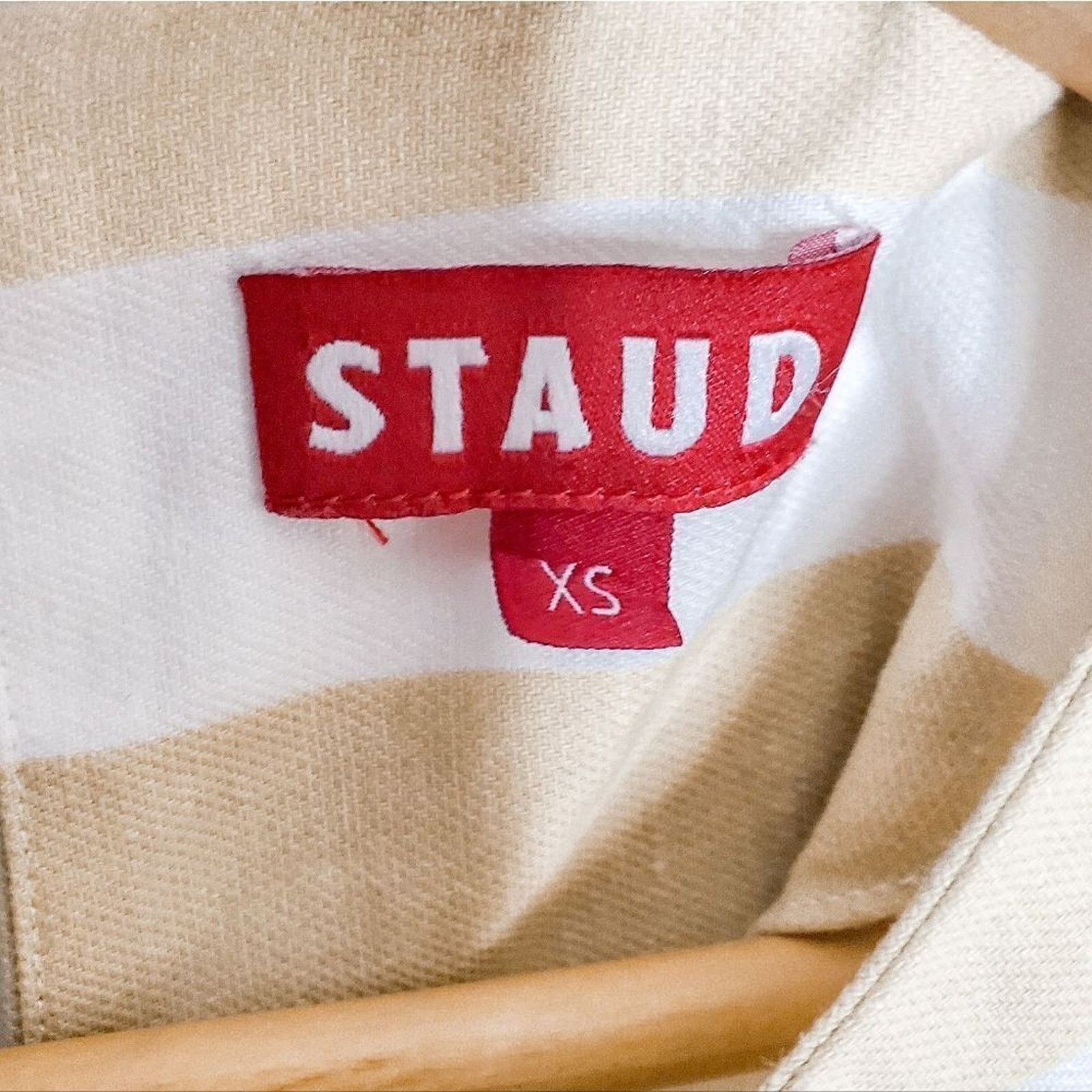 Staud Staud Beige White Chevron Striped Tie Waist York Dress Sz XS Size XS / US 0-2 / IT 36-38 - 6 Thumbnail
